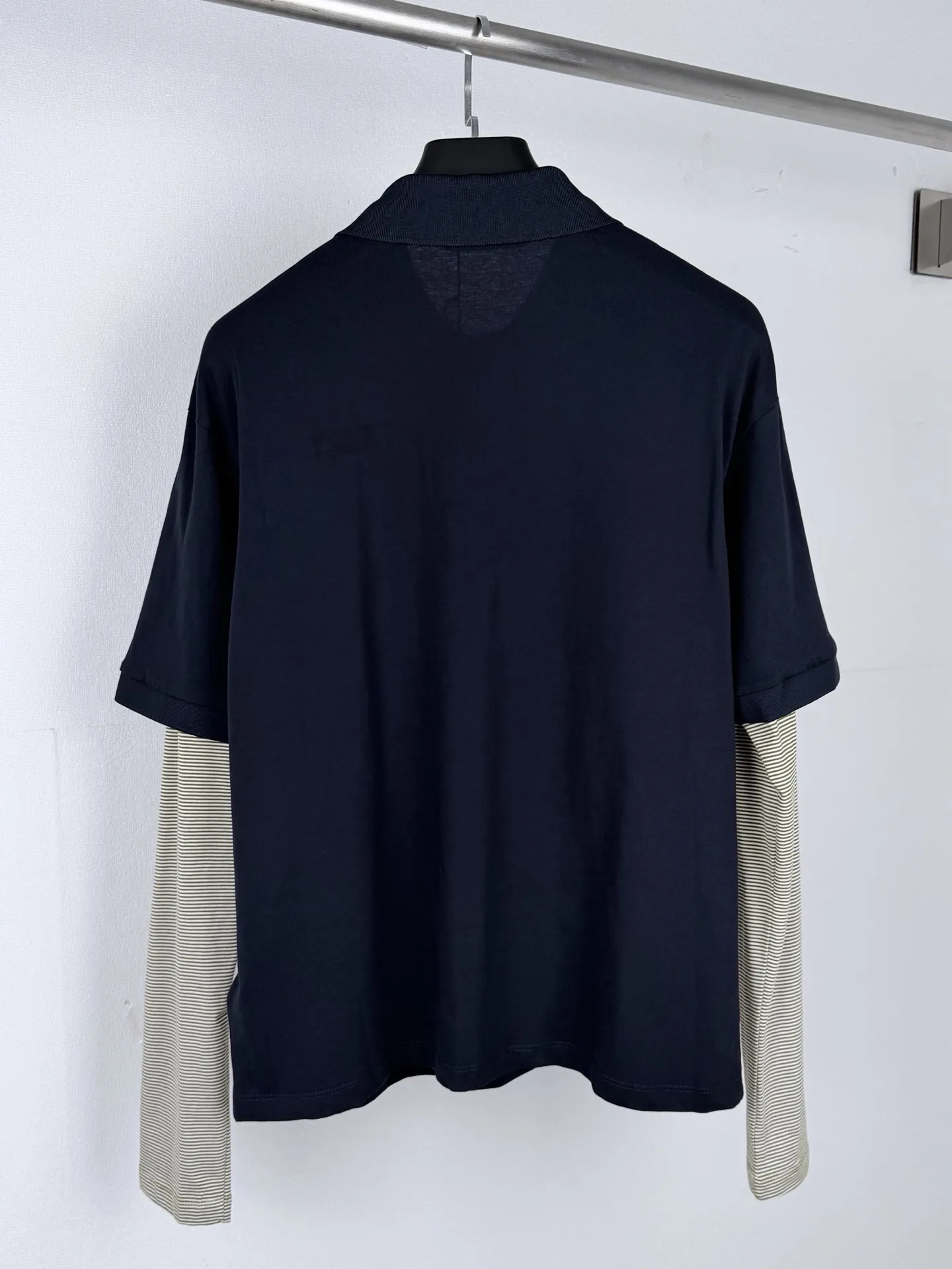 Layered Striped Long-Sleeve Polo Shirt D21021299 — view 3