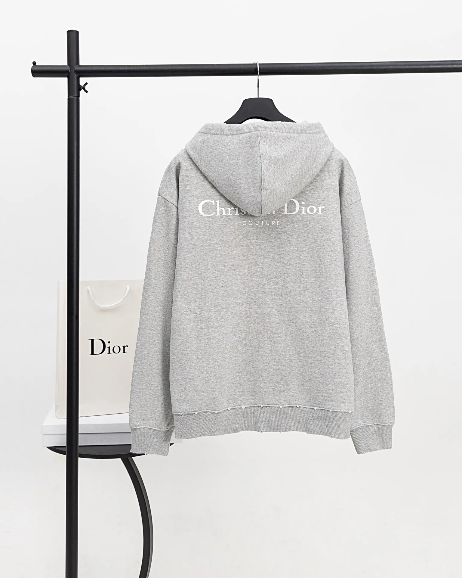 Logo-Embroidered Distressed Cotton-Jersey Hoodie D21021170 — view 2