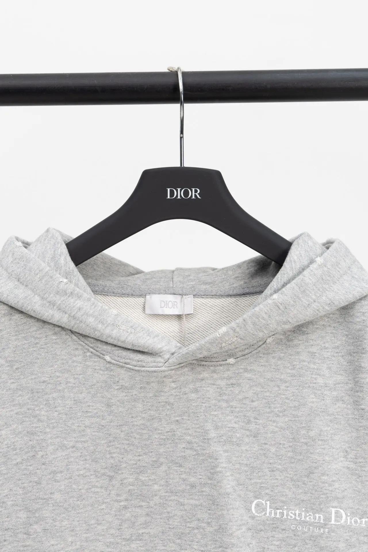 Logo-Embroidered Distressed Cotton-Jersey Hoodie D21021170 — view 4
