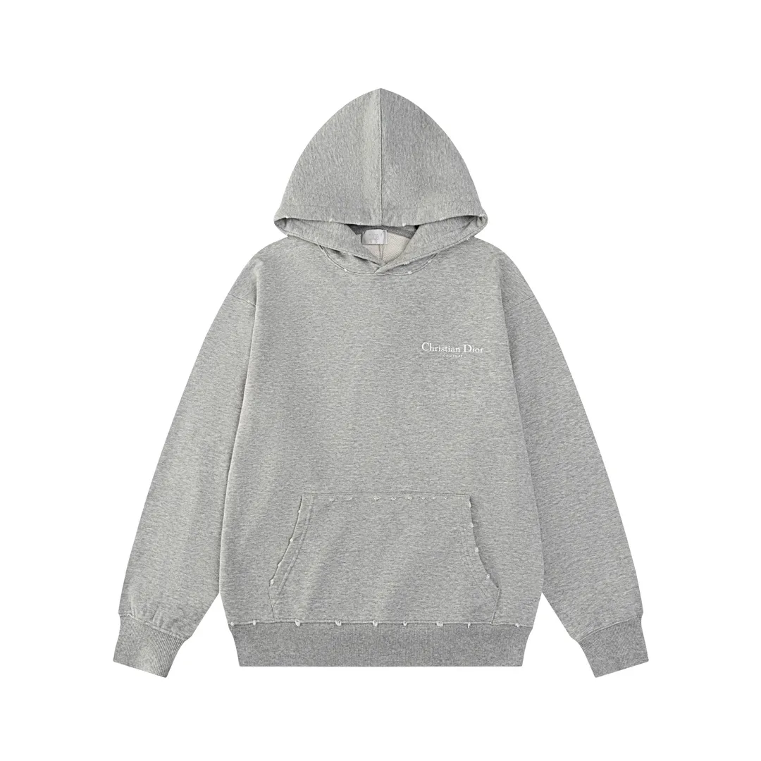 Logo-Embroidered Distressed Cotton-Jersey Hoodie D21021171 — view 2