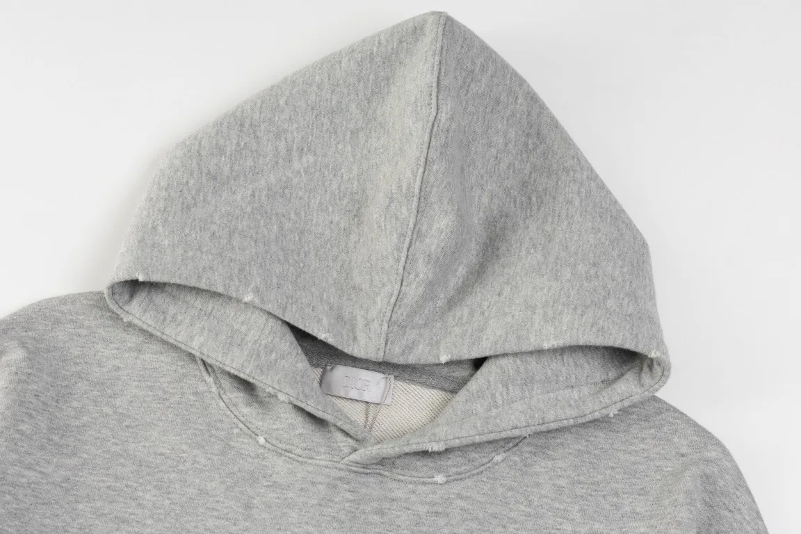 Logo-Embroidered Distressed Cotton-Jersey Hoodie D21021171 — view 4