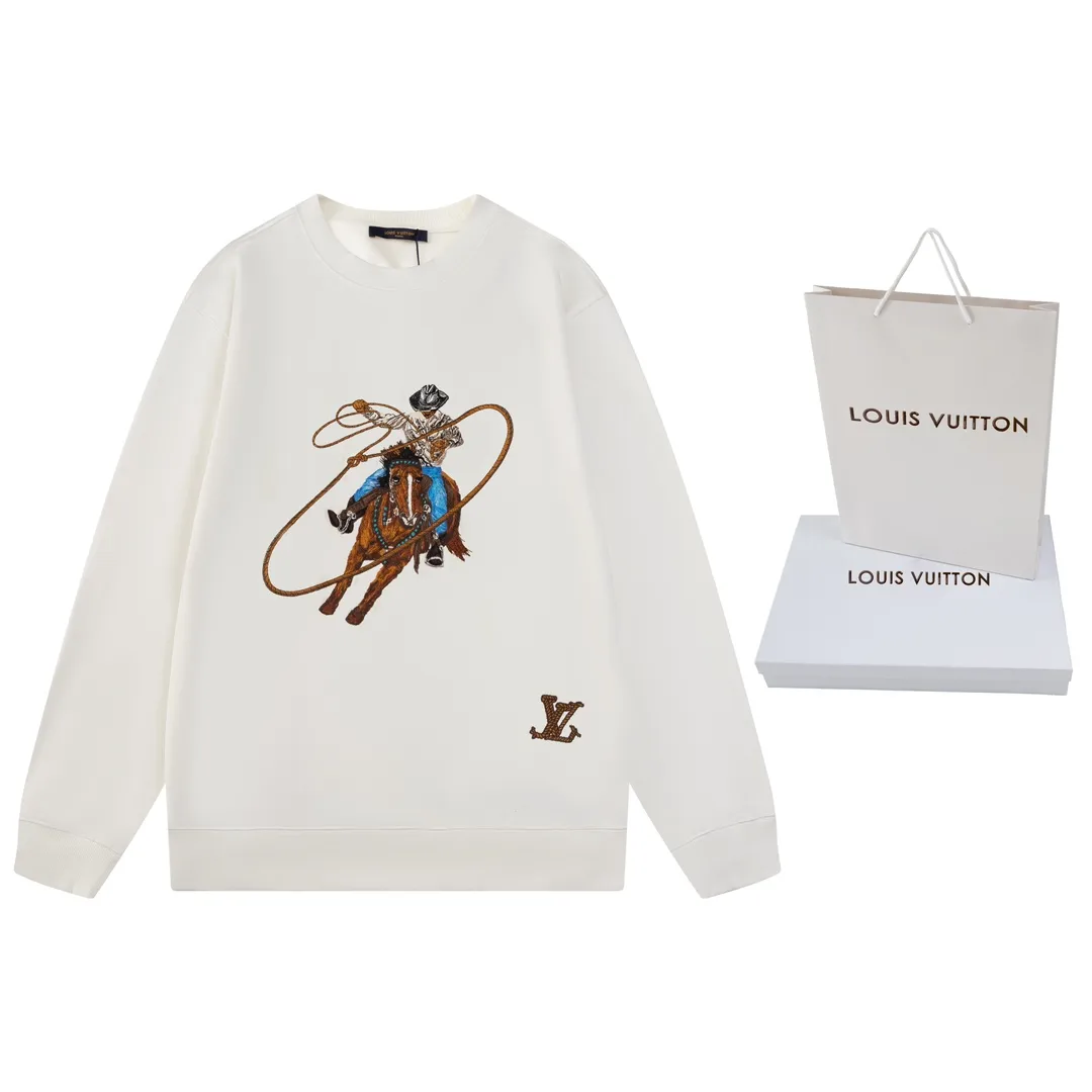 Embroidered Cowboy Motif Crew-Neck Sweatshirt D21021193