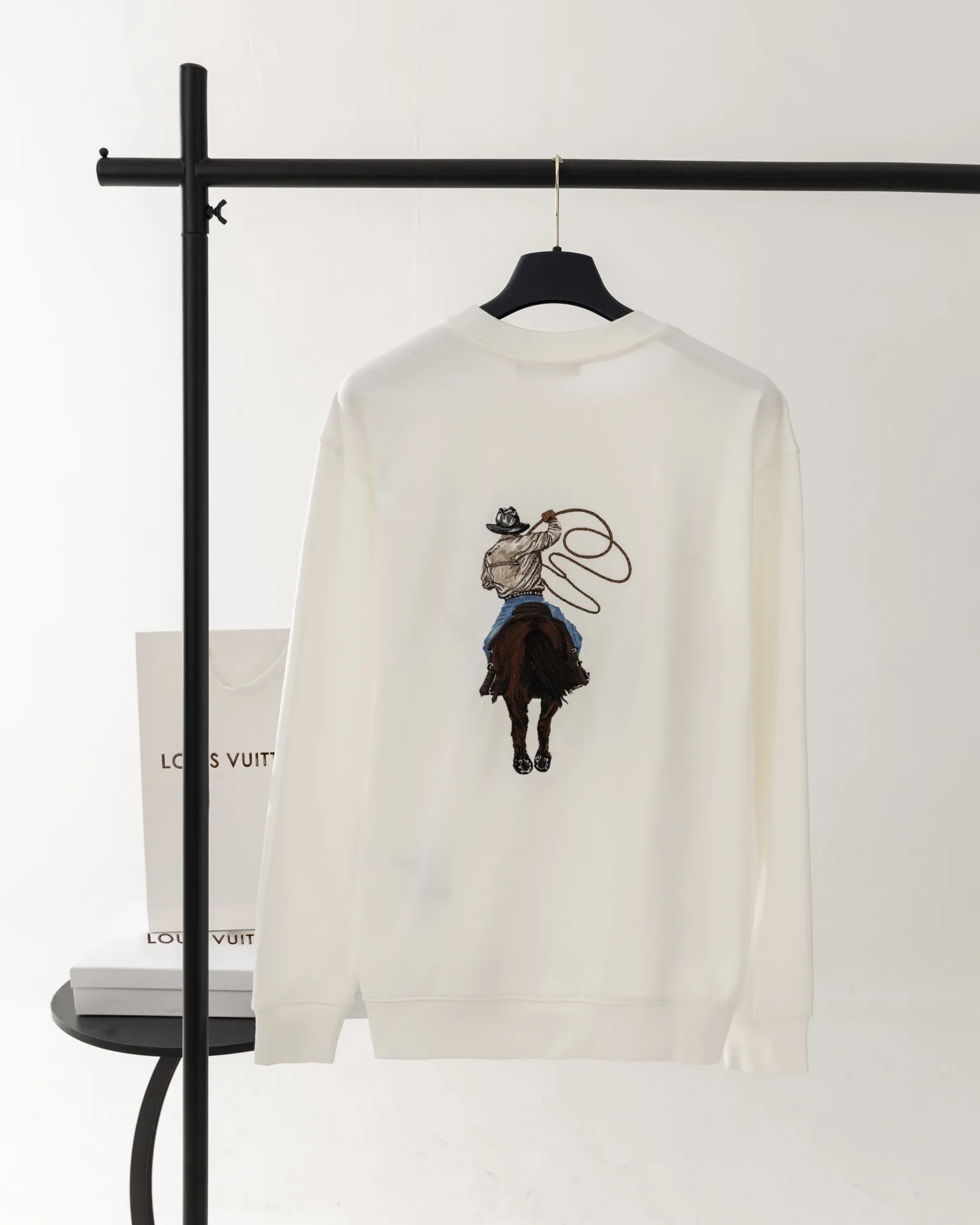 Embroidered Cowboy Motif Cotton Sweatshirt D21021192 — view 2