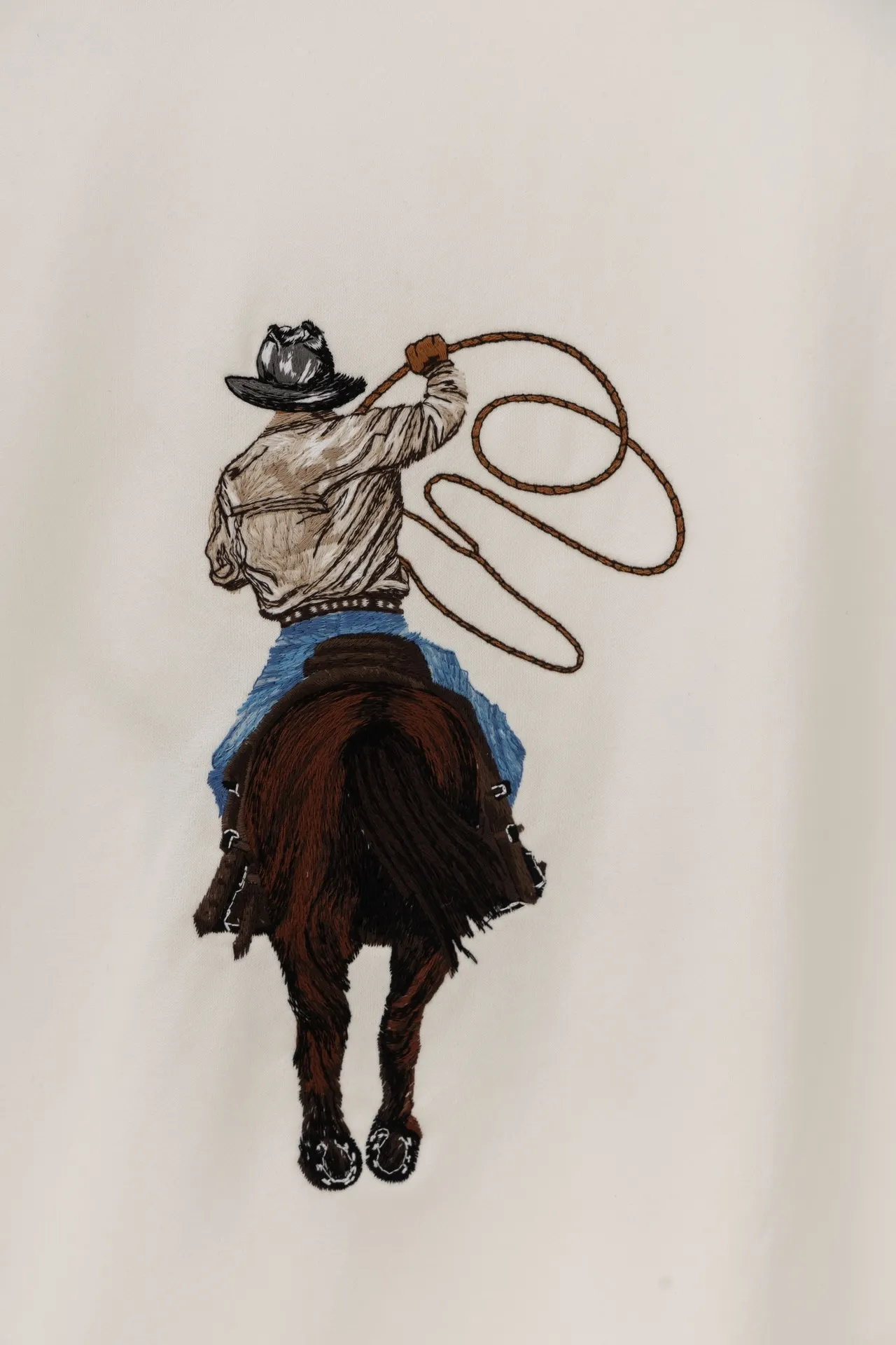 Embroidered Cowboy Motif Cotton Sweatshirt D21021192 — view 5