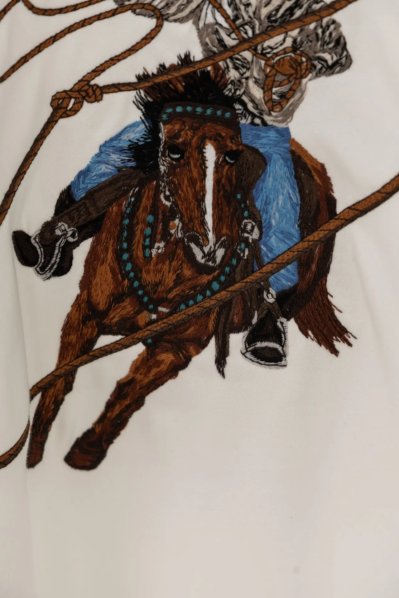 Embroidered Cowboy Motif Cotton Sweatshirt D21021192 — view 6