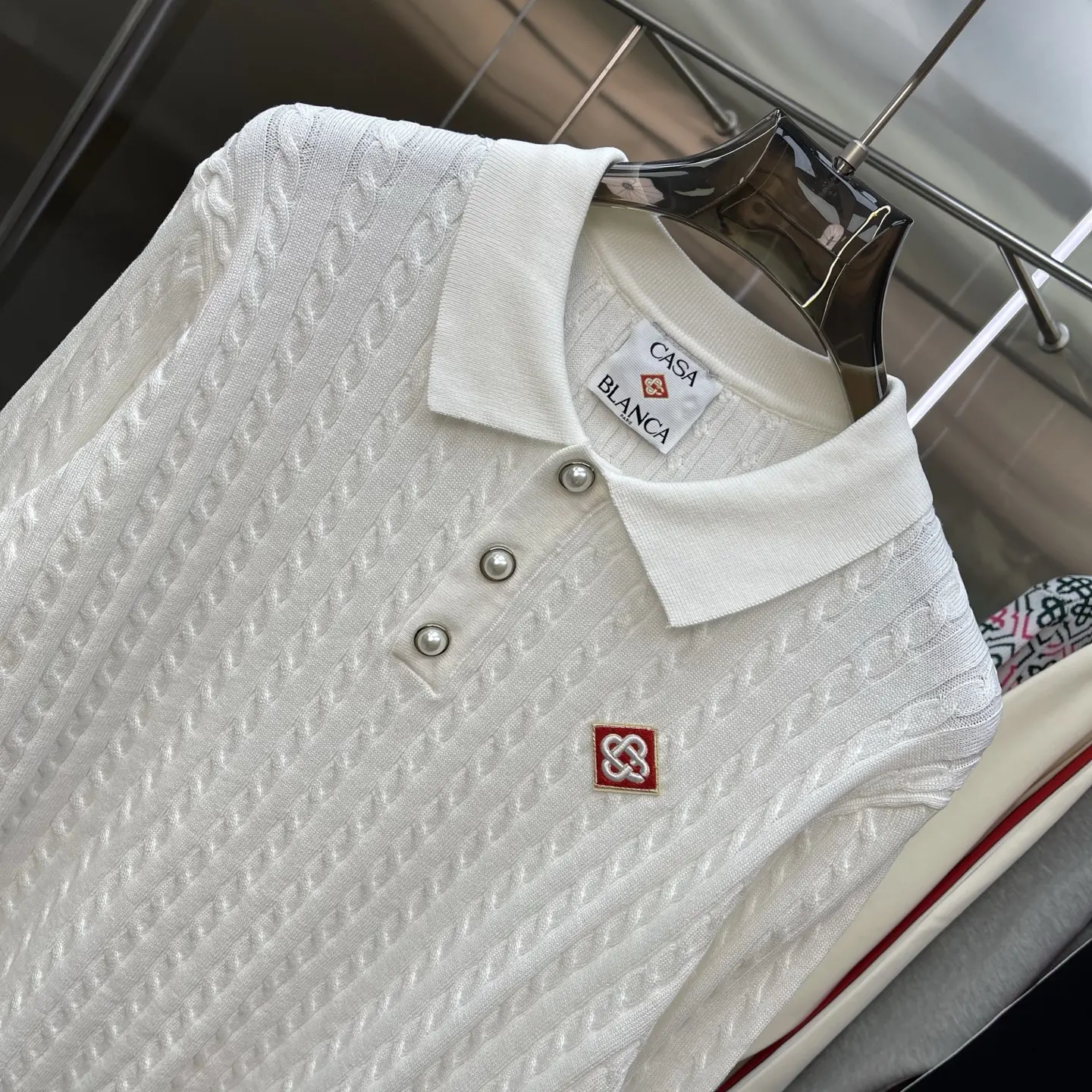 Cable-Knit Long-Sleeve Polo Sweater D21524664 — view 3