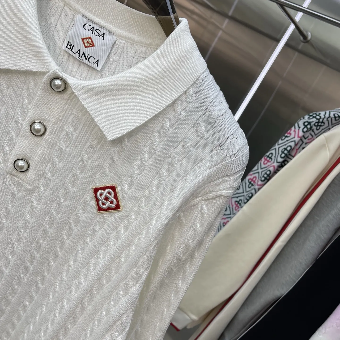 Cable-Knit Long-Sleeve Polo Sweater D21524664 — view 5