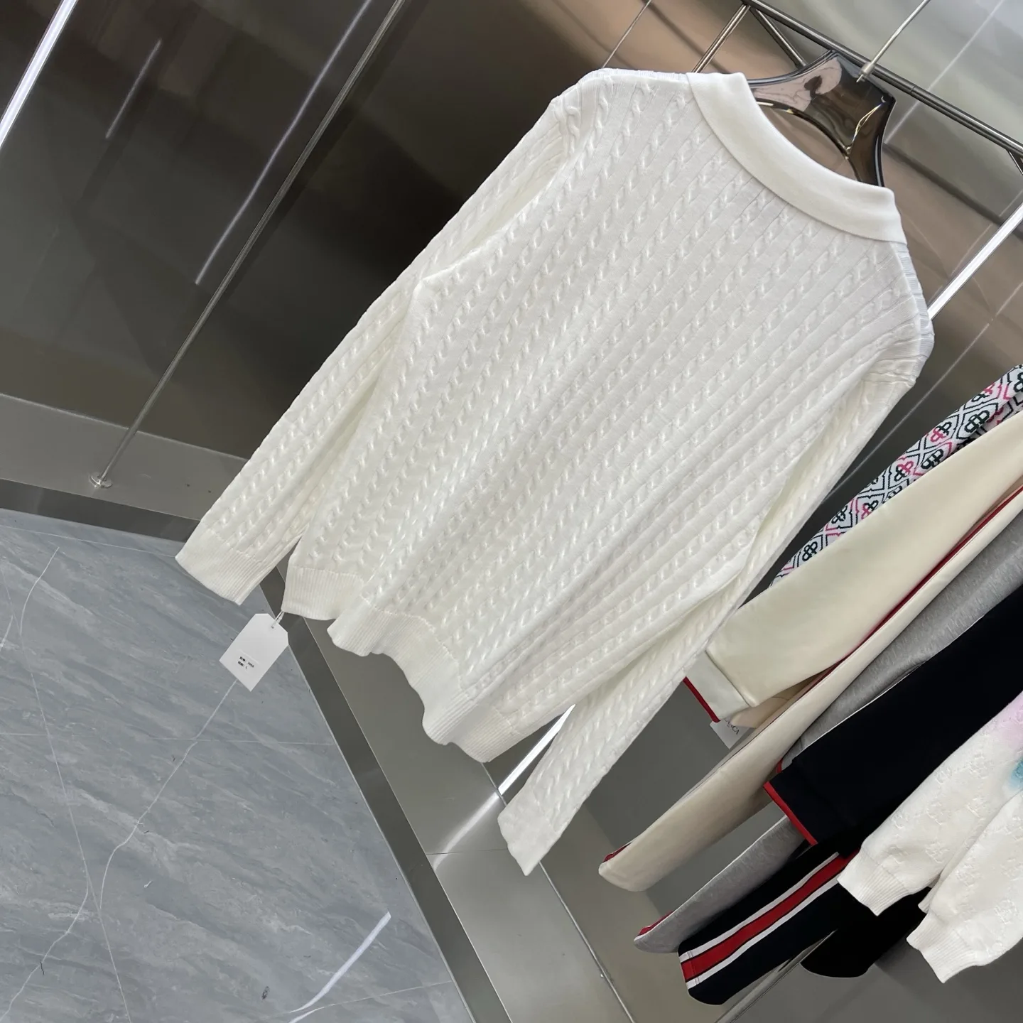 Cable-Knit Long-Sleeve Polo Sweater D21524664 — view 7