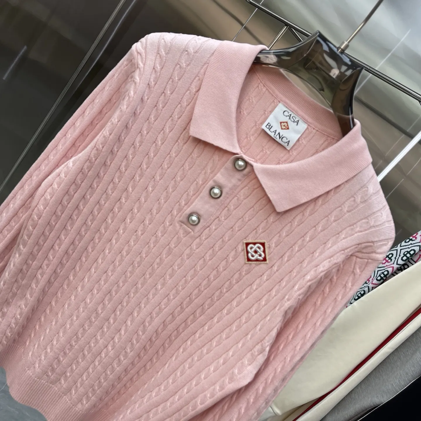 Cable-Knit Long-Sleeve Polo Sweater D21524662 — view 3