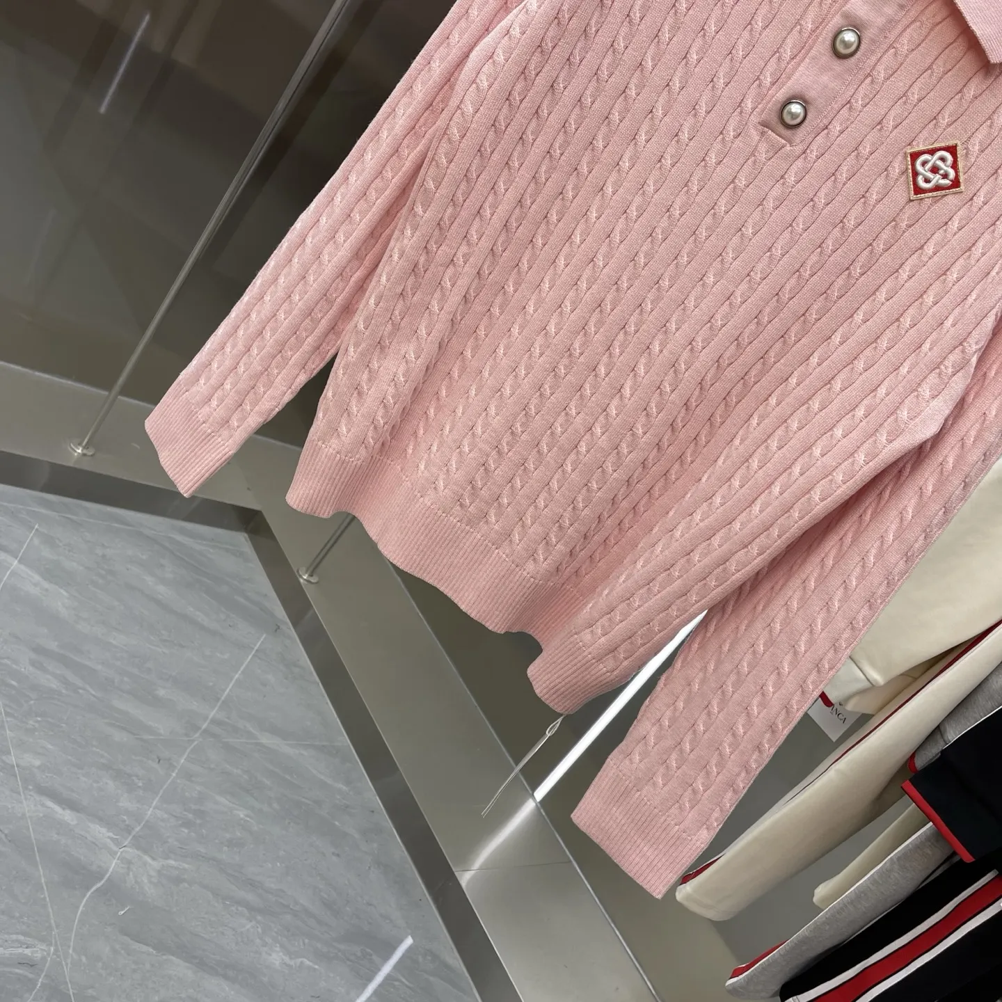 Cable-Knit Long-Sleeve Polo Sweater D21524662 — view 4