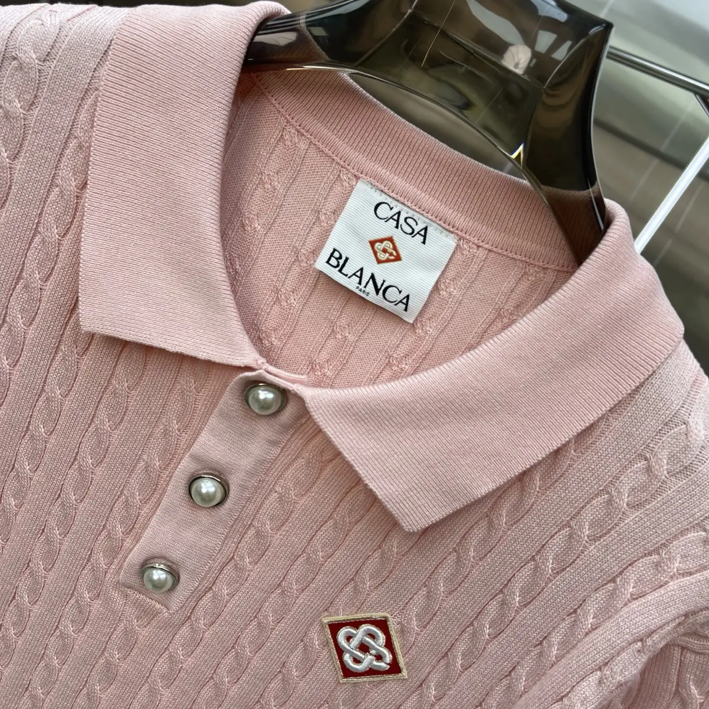 Cable-Knit Long-Sleeve Polo Sweater D21524662 — view 6