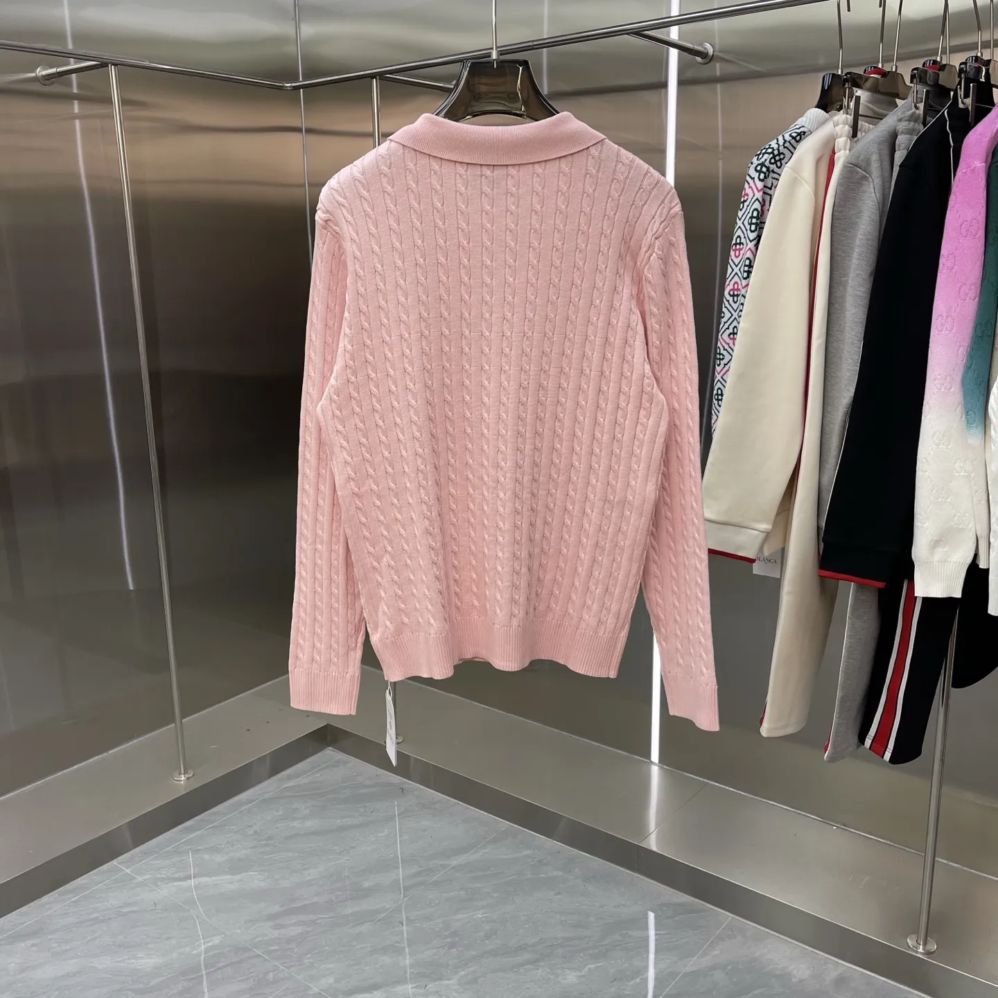 Cable-Knit Long-Sleeve Polo Sweater D21524662 — view 7