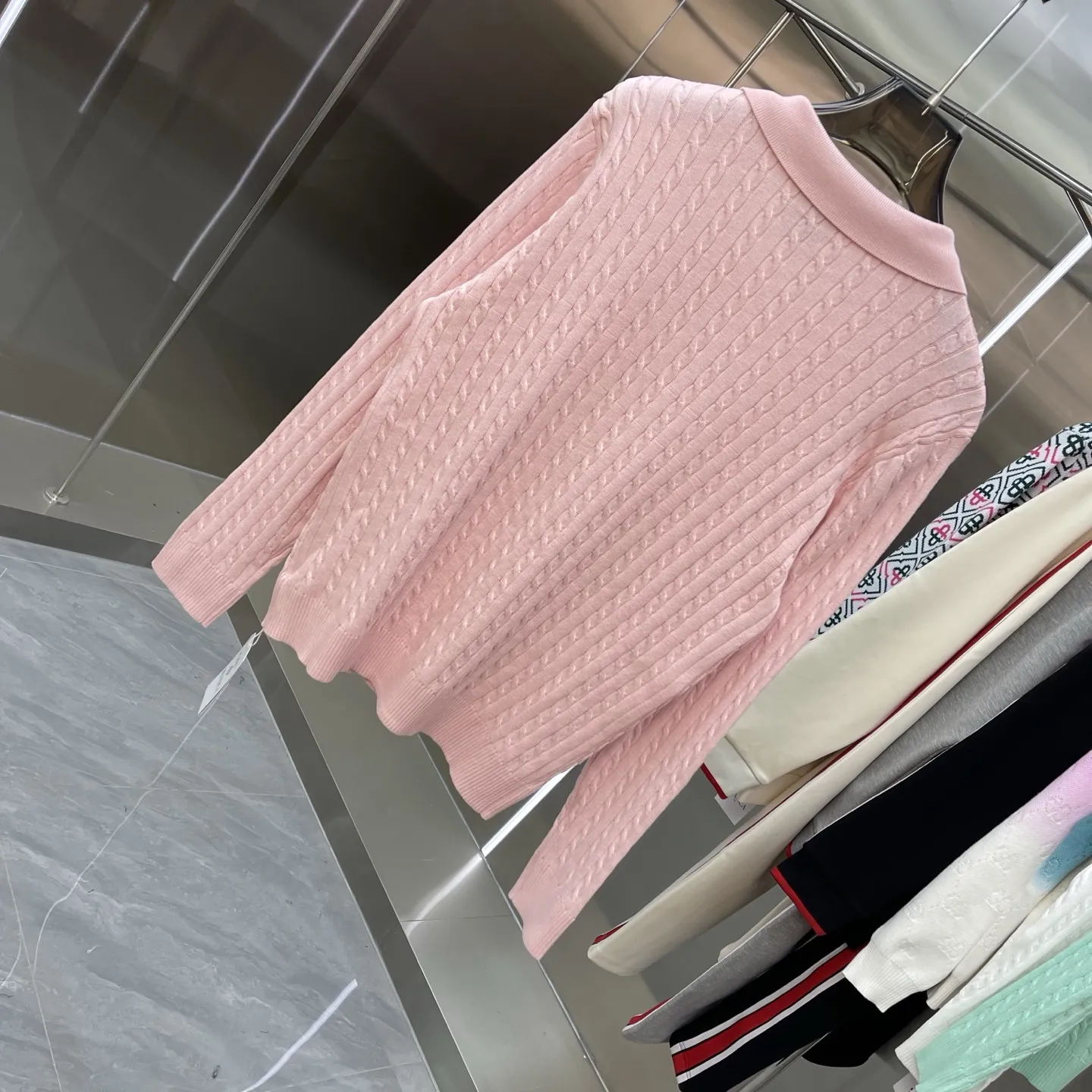 Cable-Knit Long-Sleeve Polo Sweater D21524662 — view 8