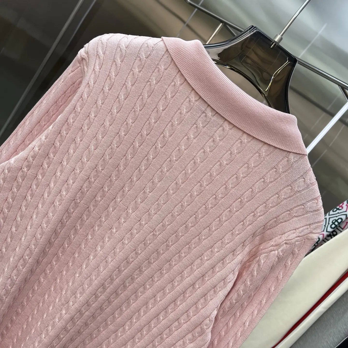 Cable-Knit Long-Sleeve Polo Sweater D21524662 — view 9