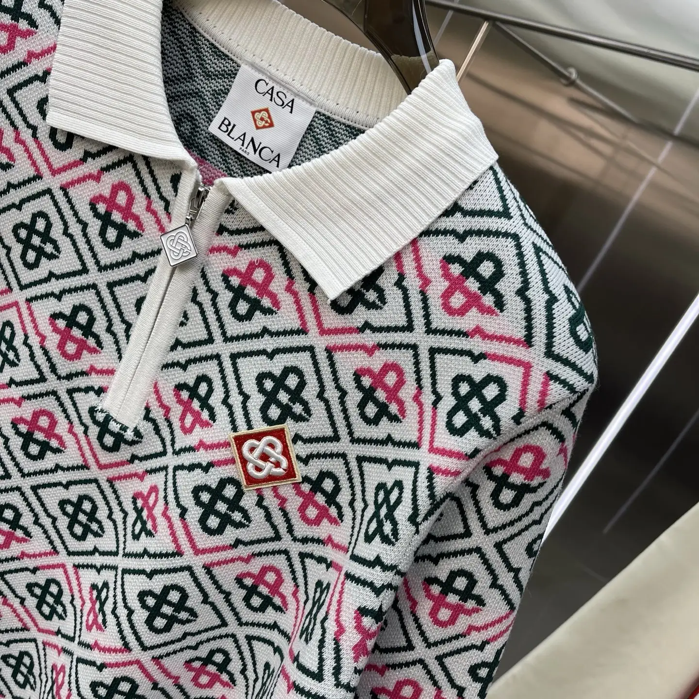 Geometric Intarsia Knit Polo Sweater D21524665 — view 5