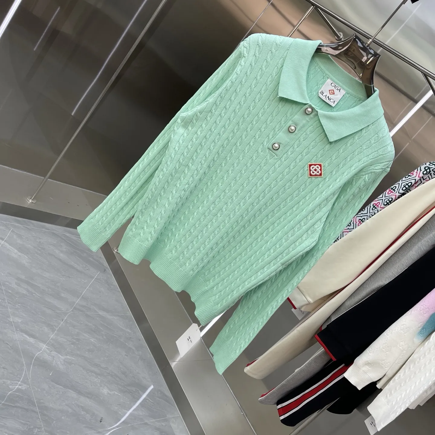 Cable-Knit Long-Sleeve Polo Sweater D21524663 — view 2