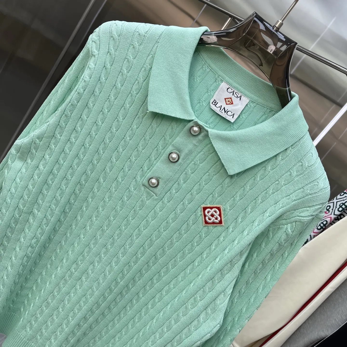 Cable-Knit Long-Sleeve Polo Sweater D21524663 — view 3