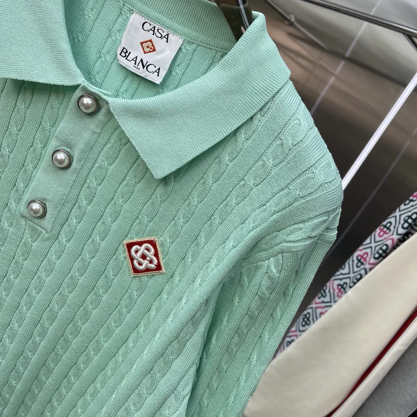 Cable-Knit Long-Sleeve Polo Sweater D21524663 — view 5