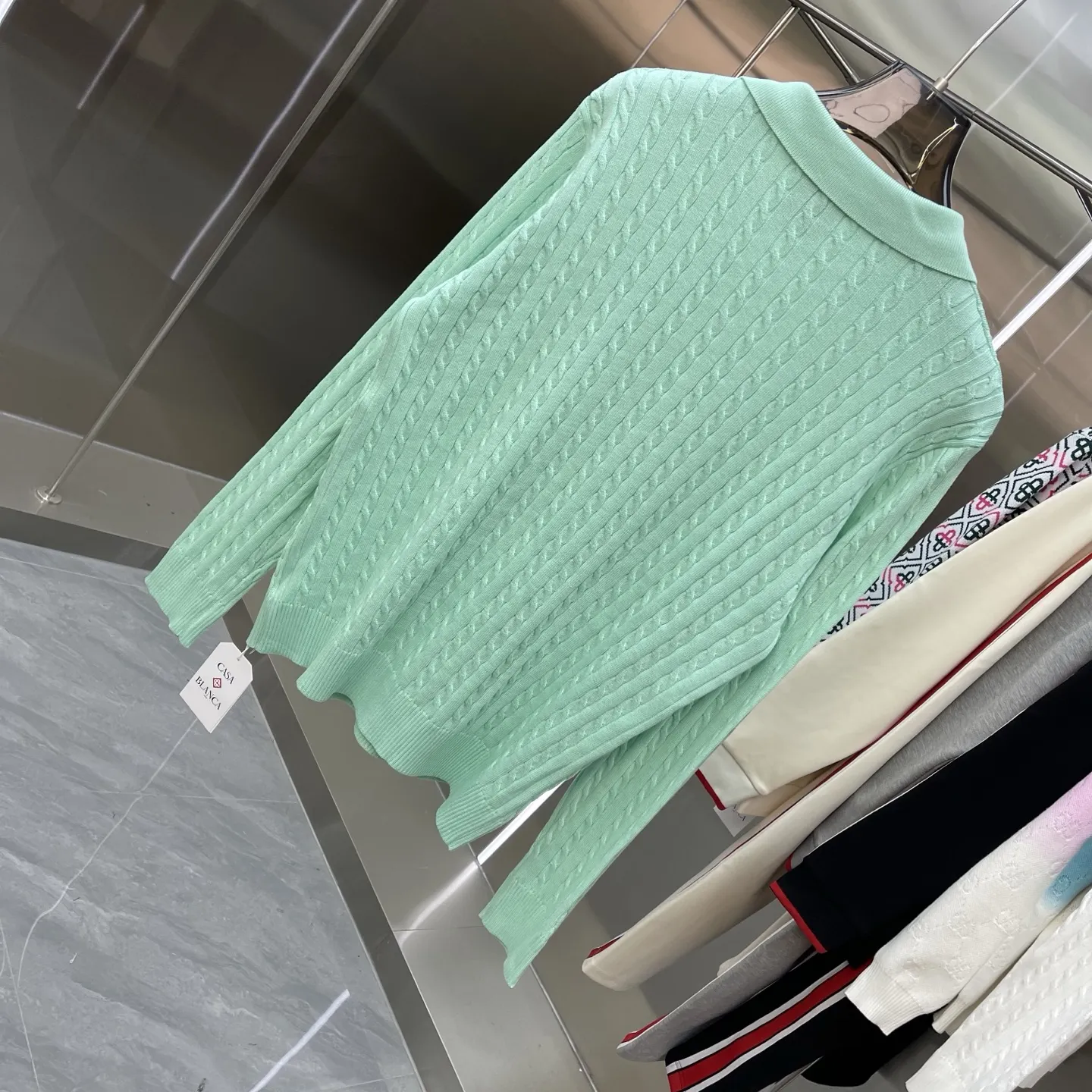 Cable-Knit Long-Sleeve Polo Sweater D21524663 — view 7