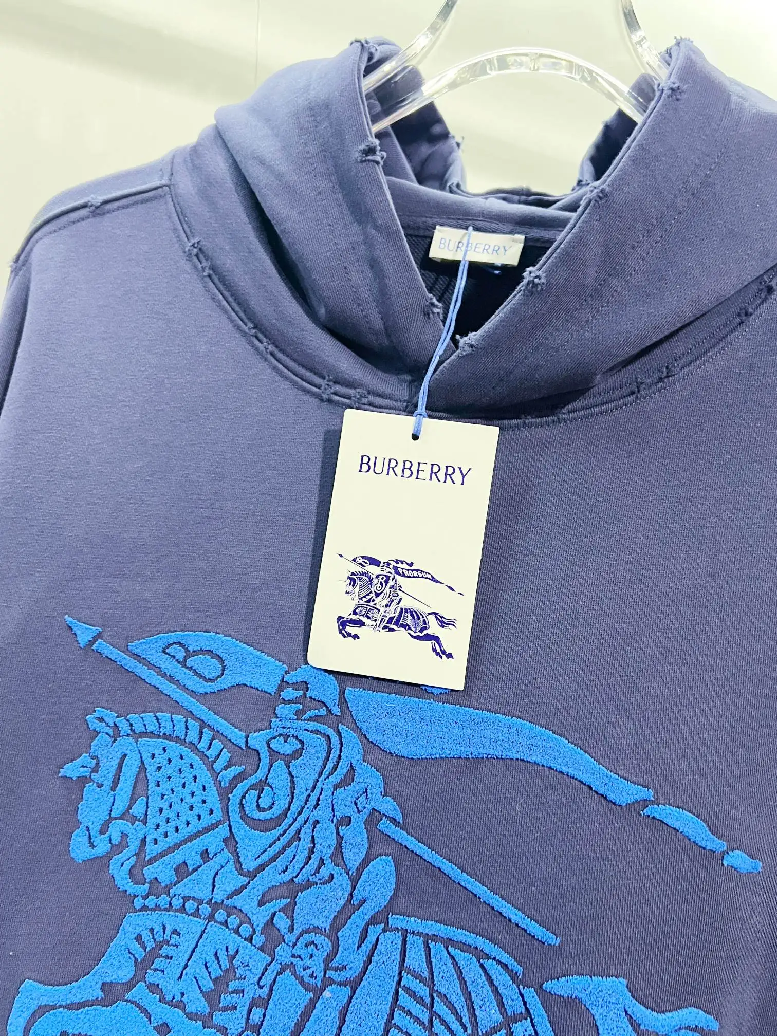 EKD Logo Distressed Cotton-Jersey Hoodie D22024133 — view 6