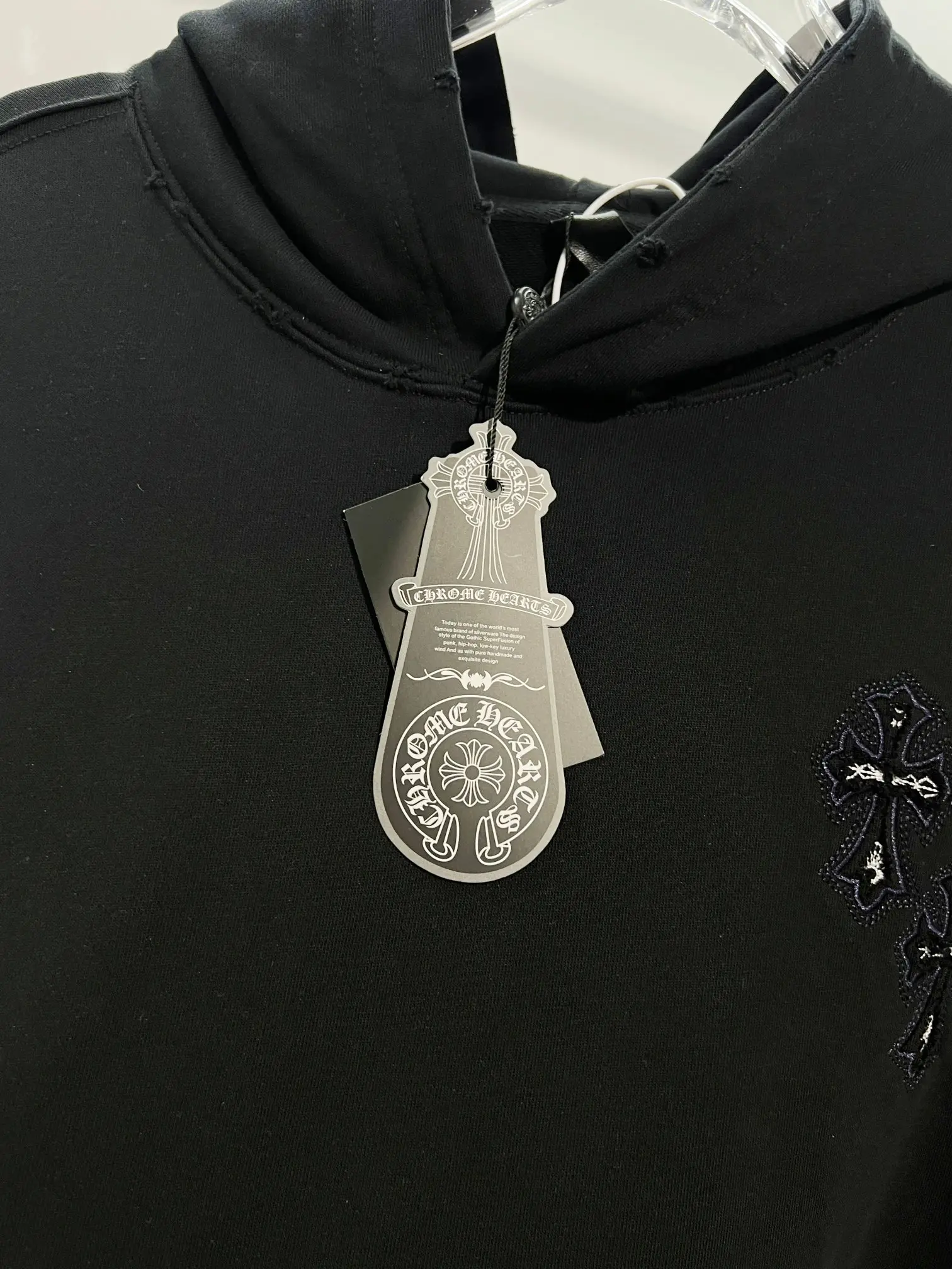 Cross Embroidered Distressed Hoodie D22024140 — view 6
