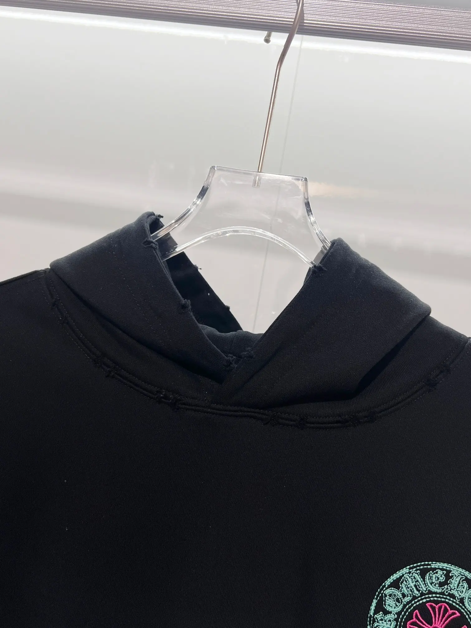 Logo-Embroidered Distressed Cotton Hoodie D22024148 — view 7