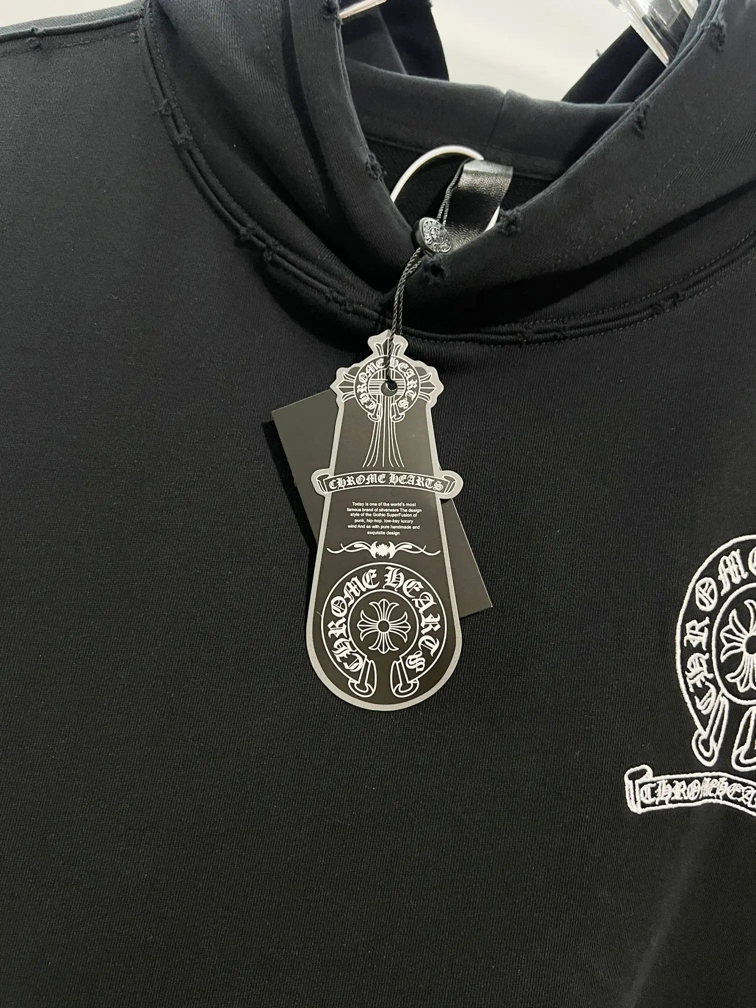 Logo Embroidery Distressed Cotton Hoodie D22024144 — view 6