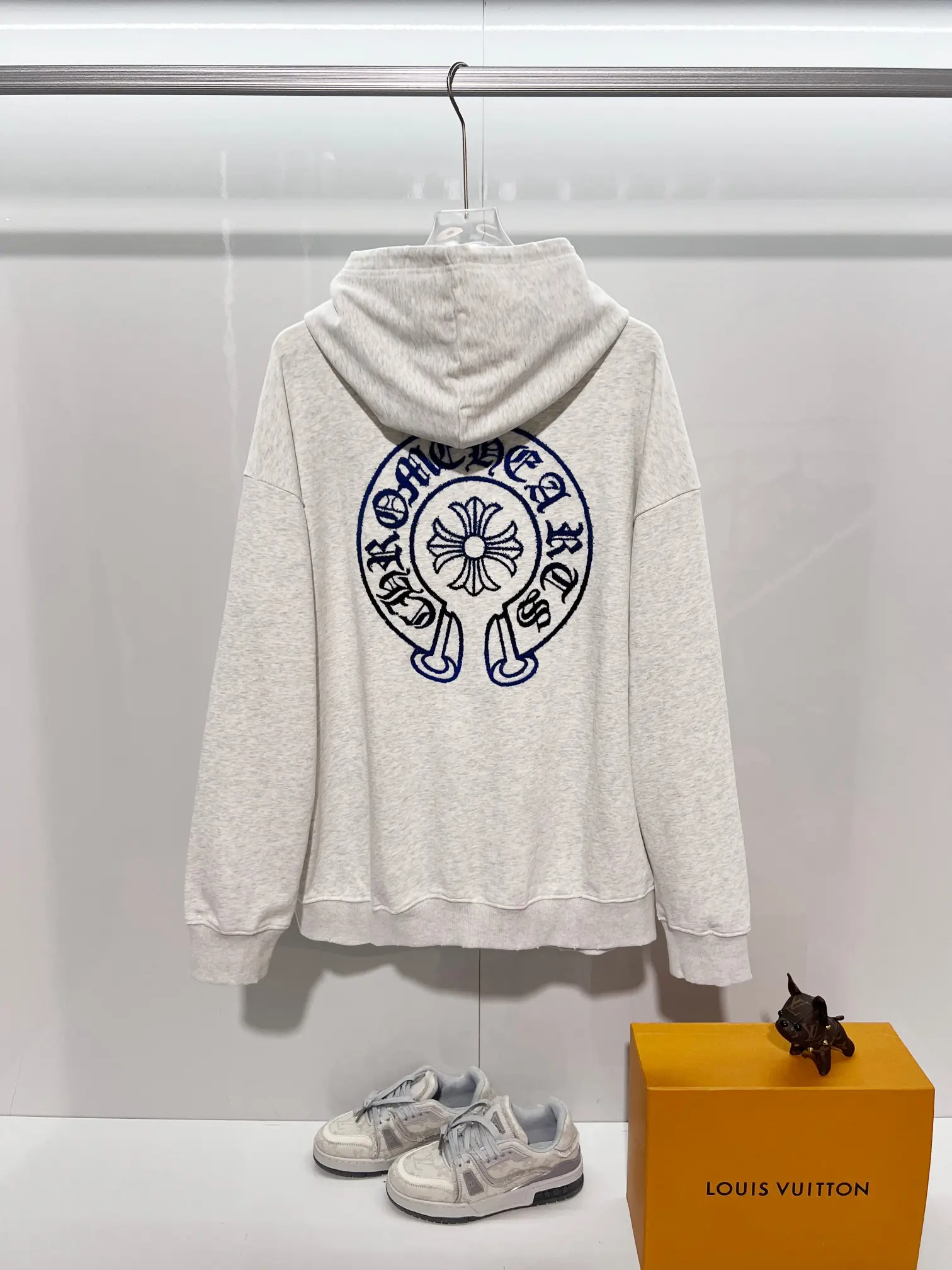 Logo-Embroidered Distressed Cotton-Jersey Hoodie D22024143 — view 2