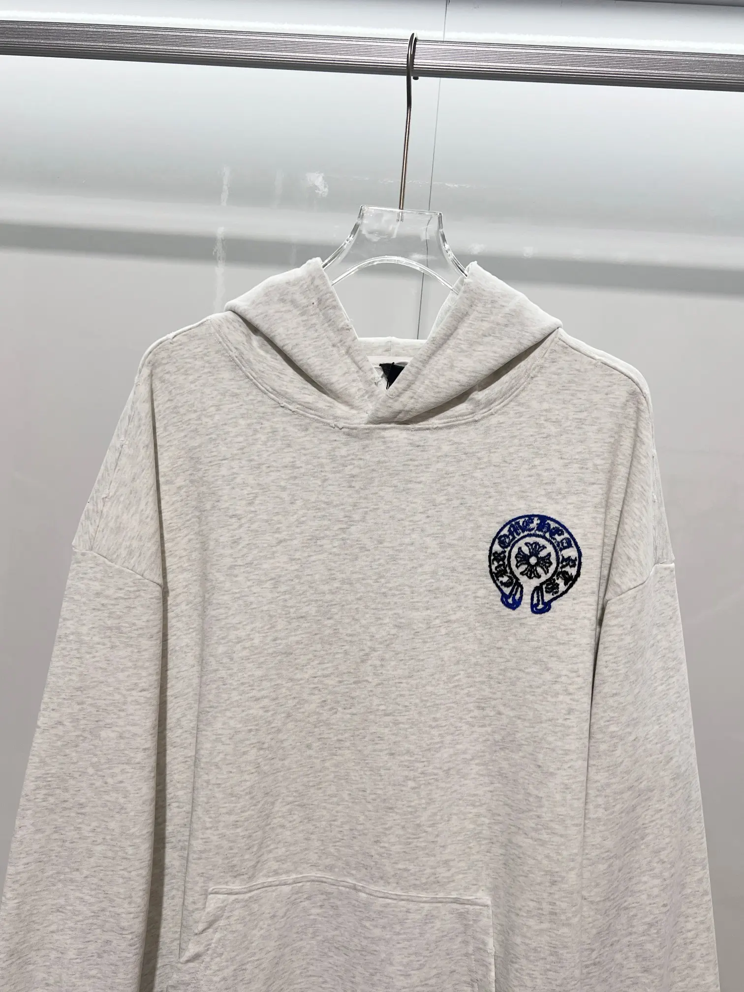Logo-Embroidered Distressed Cotton-Jersey Hoodie D22024143 — view 3
