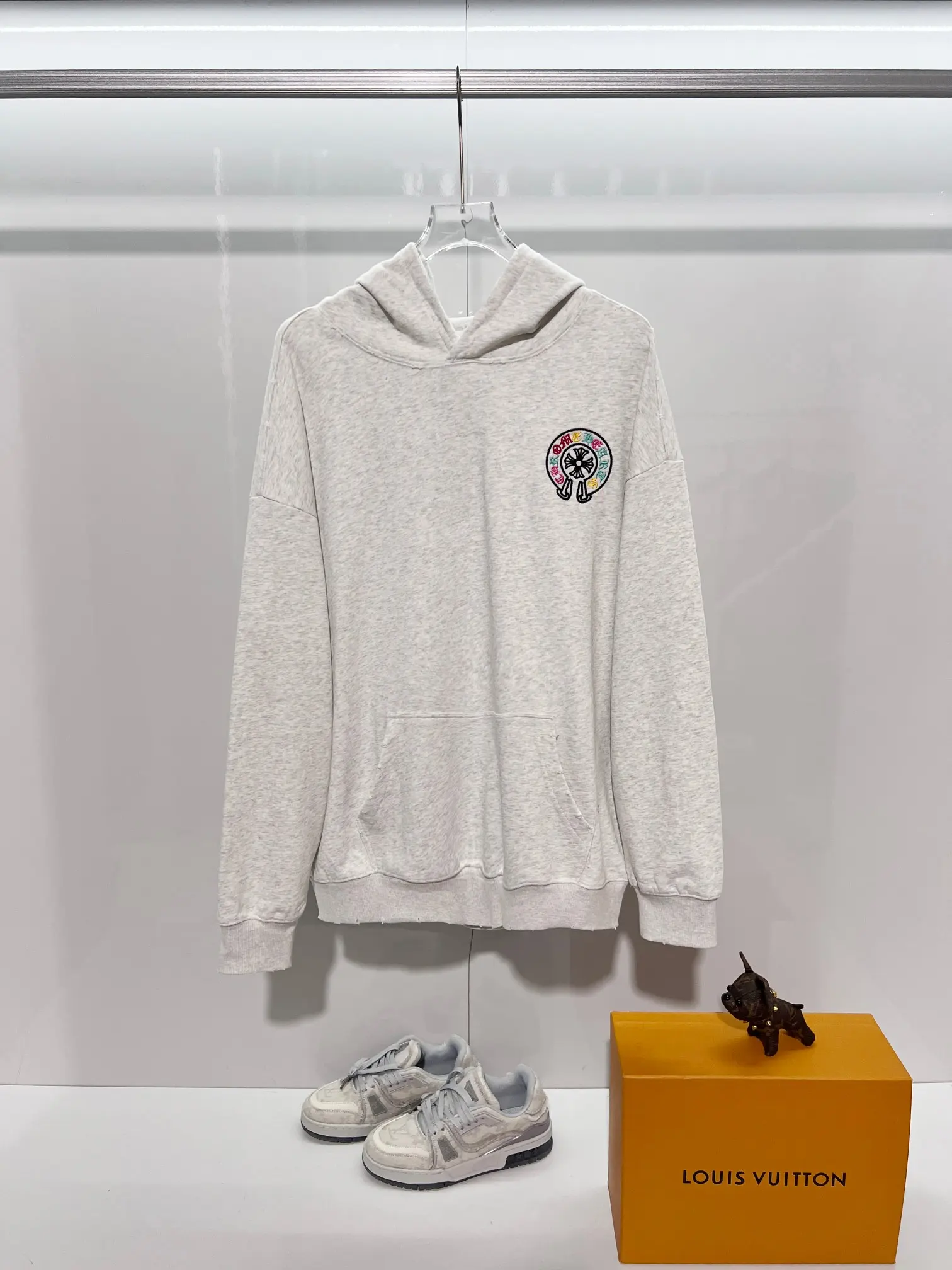 Logo Embroidery Distressed Cotton Hoodie D22024147