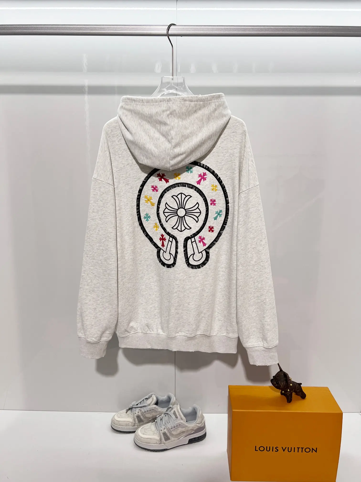 Logo Embroidery Distressed Cotton Hoodie D22024147 — view 2