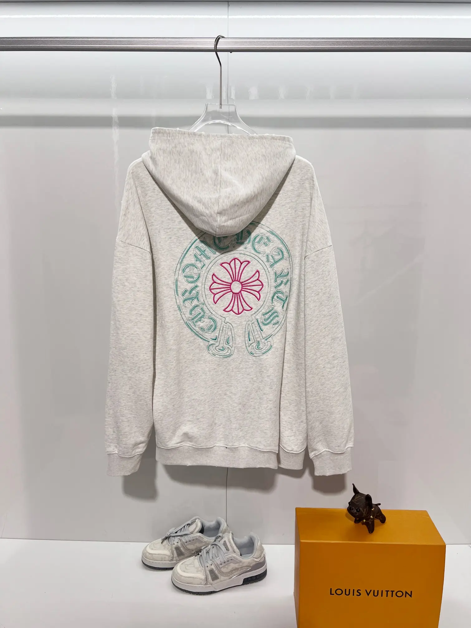 Logo Embroidery Distressed Cotton Hoodie D22024149 — view 2