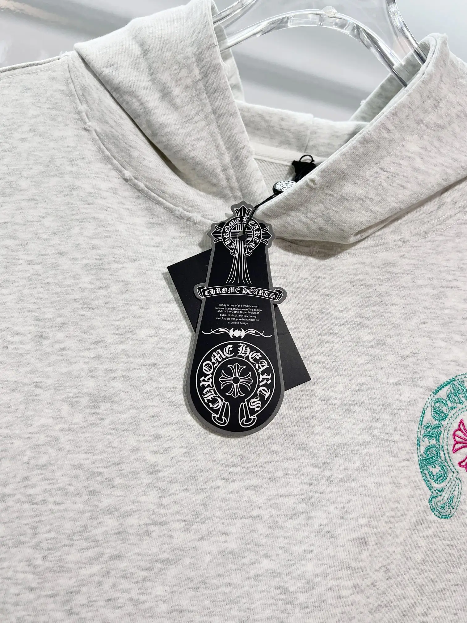 Logo Embroidery Distressed Cotton Hoodie D22024149 — view 6