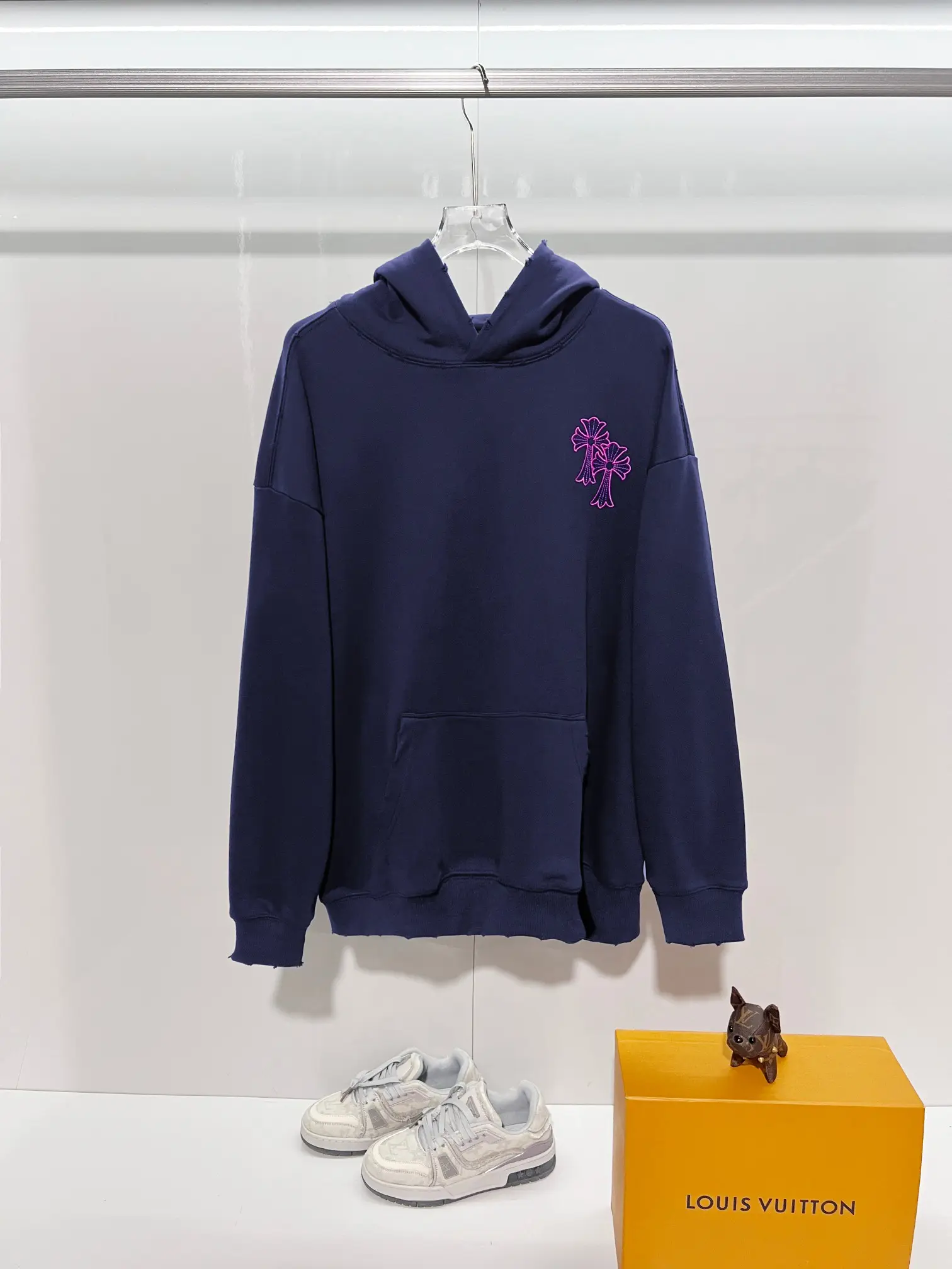 Cross Patch Distressed Cotton-Jersey Hoodie D22024151