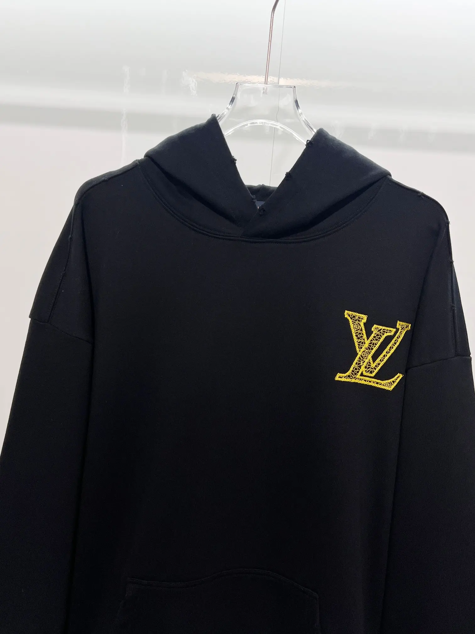 Embroidered Logo Distressed Cotton Hoodie D22024136 — view 3