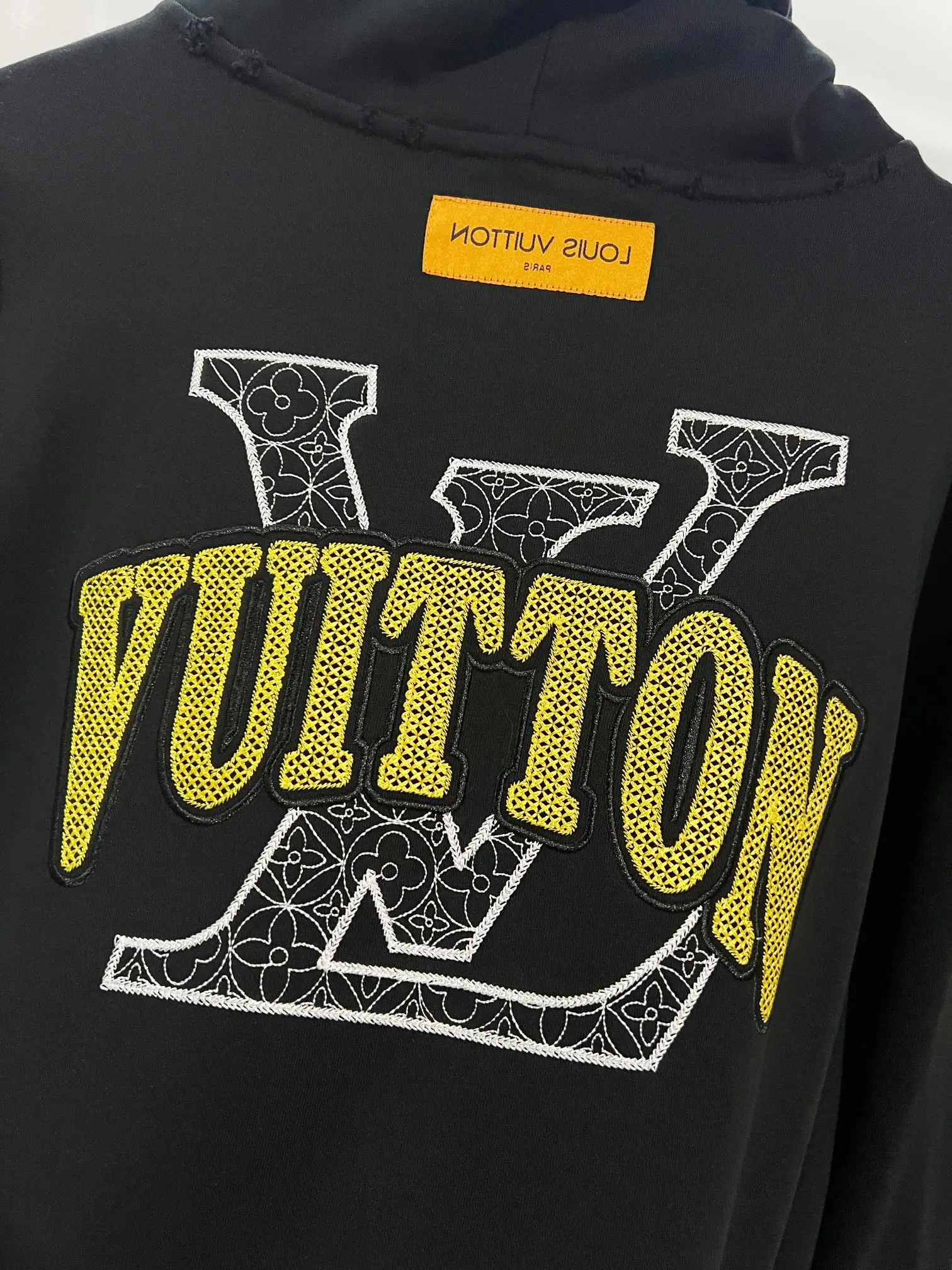 Embroidered Logo Distressed Cotton Hoodie D22024136 — view 5