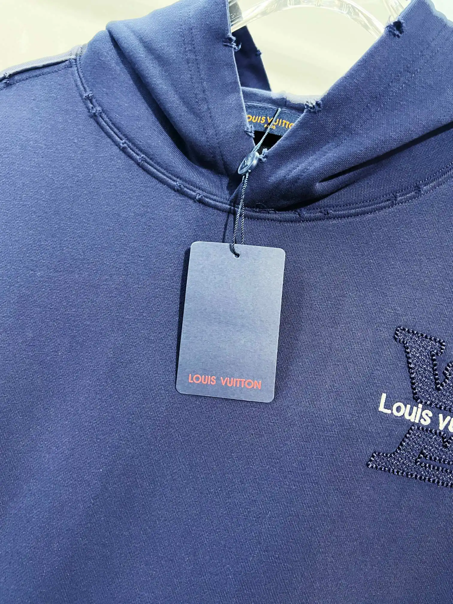 Distressed Logo Embroidery Cotton Hoodie D22024139 — view 6
