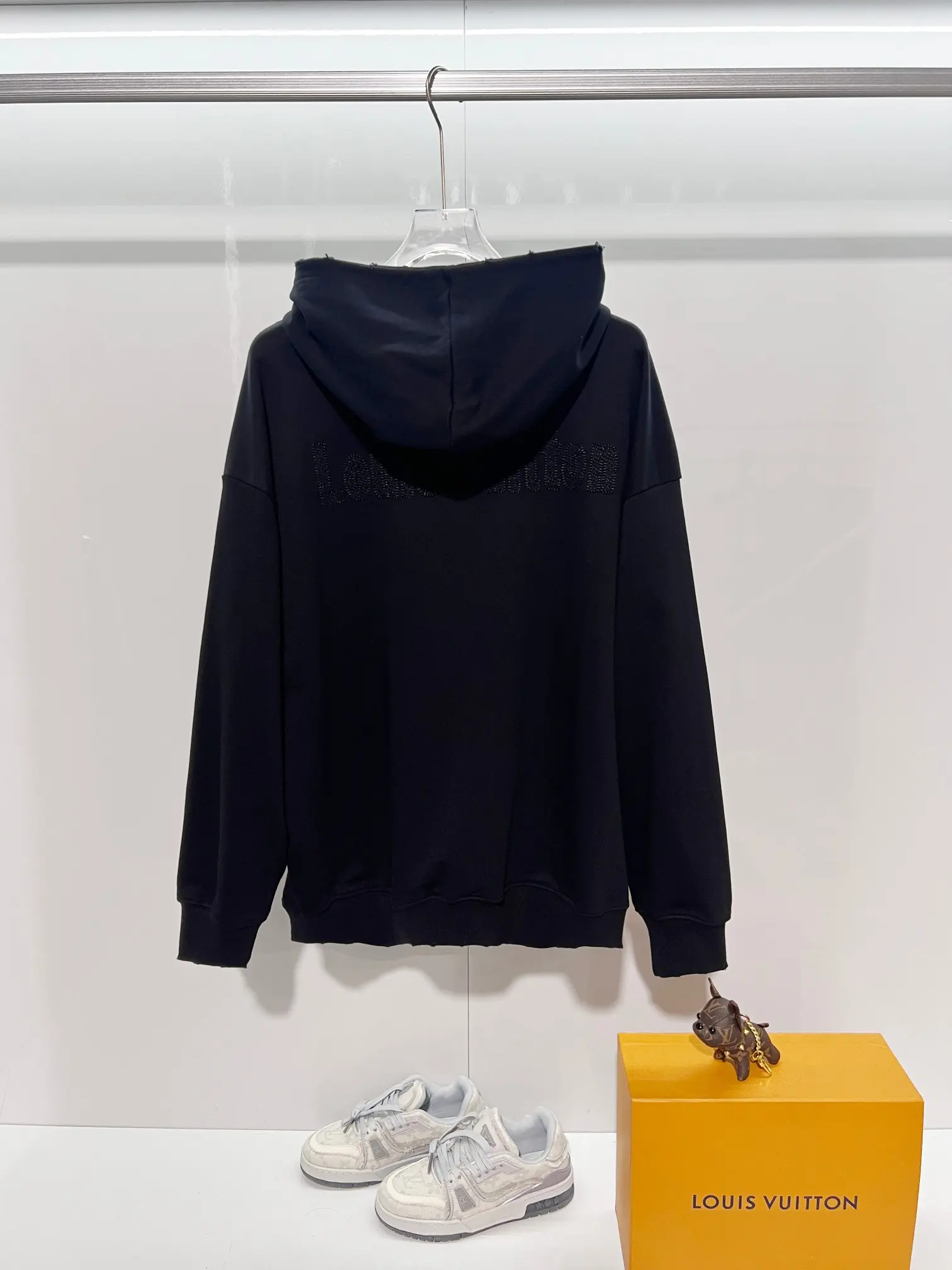 Distressed Logo Embroidered Cotton Hoodie D22024138 — view 2