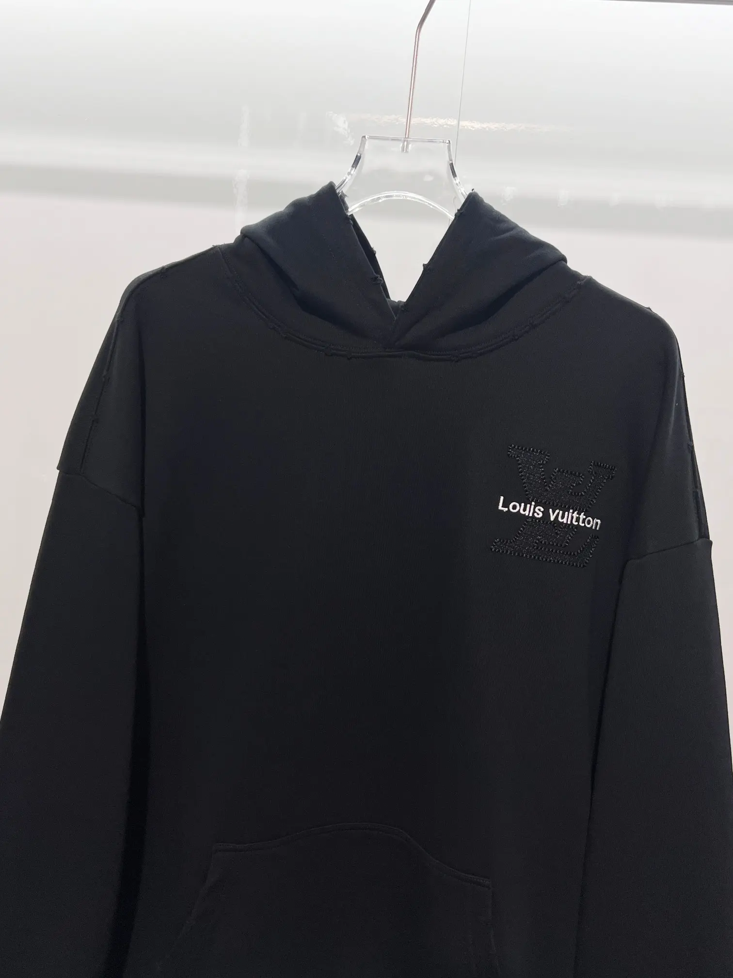 Distressed Logo Embroidered Cotton Hoodie D22024138 — view 3