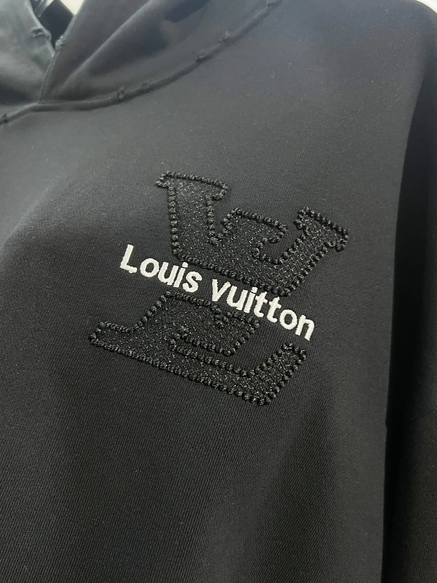 Distressed Logo Embroidered Cotton Hoodie D22024138 — view 4
