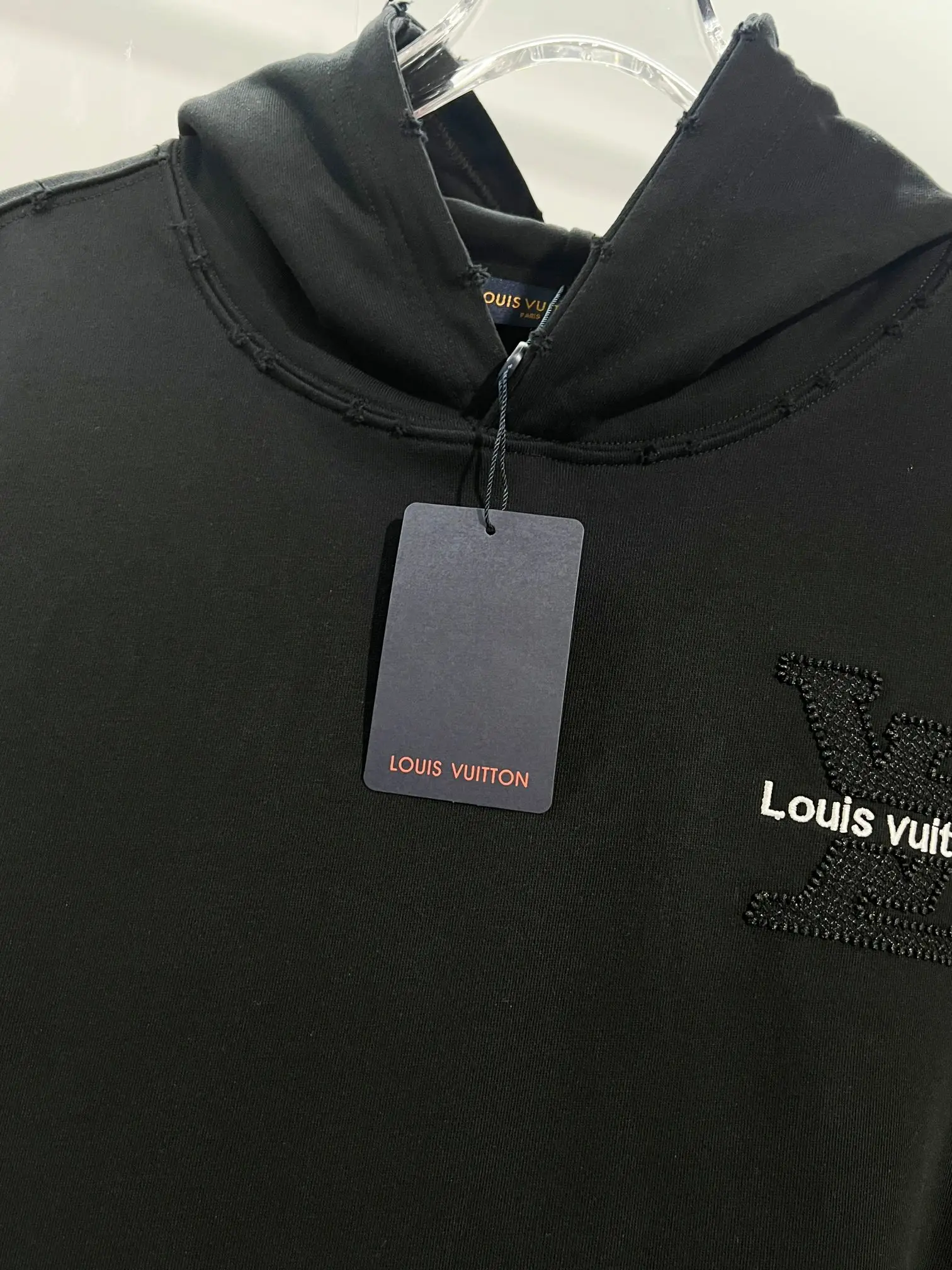 Distressed Logo Embroidered Cotton Hoodie D22024138 — view 6