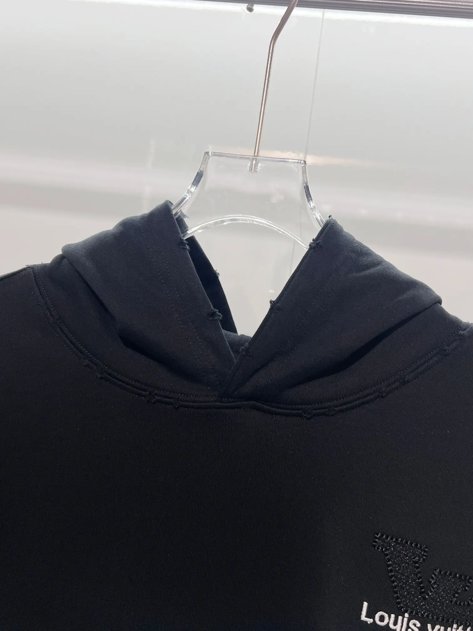 Distressed Logo Embroidered Cotton Hoodie D22024138 — view 7