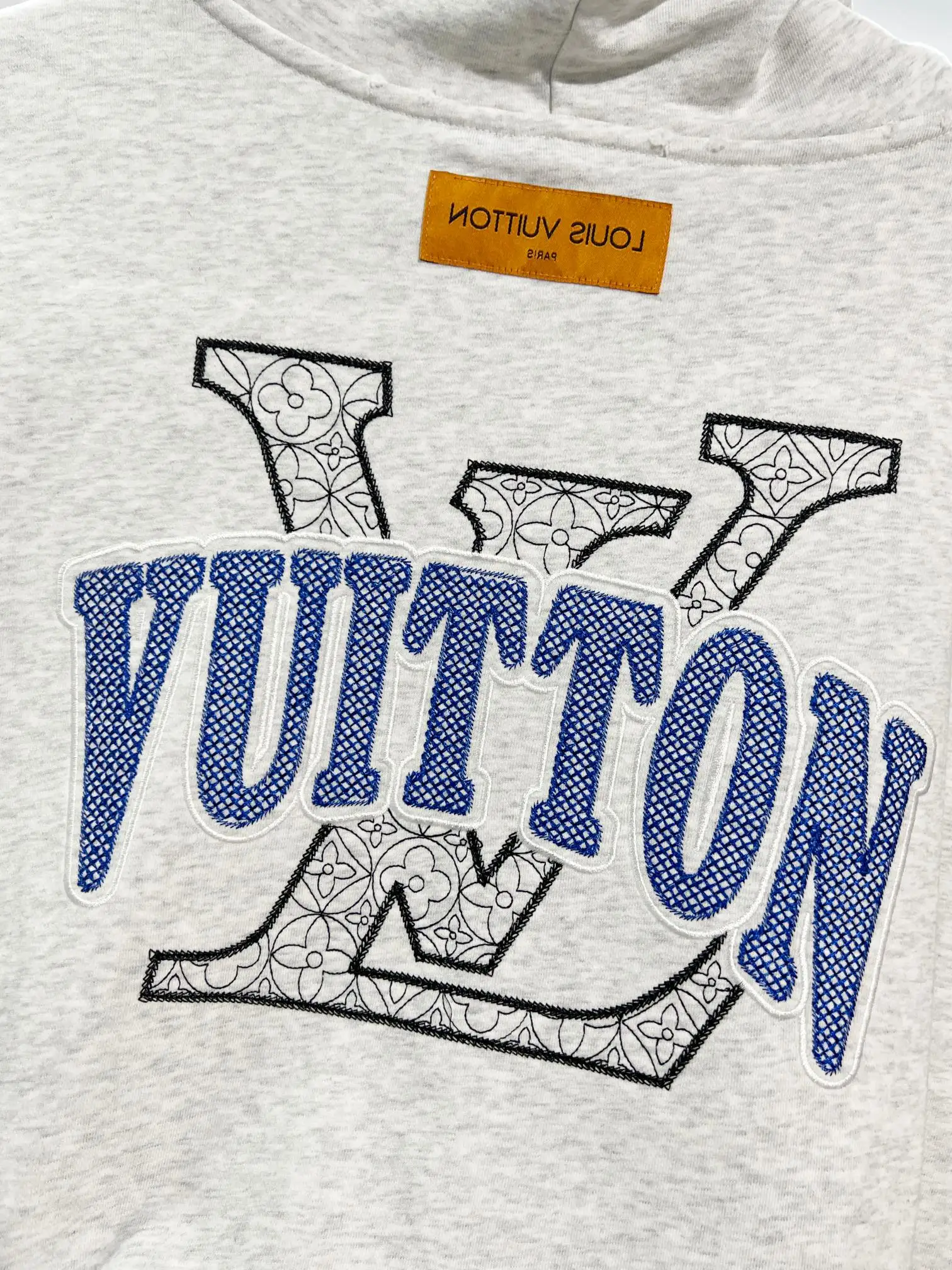Logo Embroidered Distressed Cotton Hoodie D22024137 — view 5