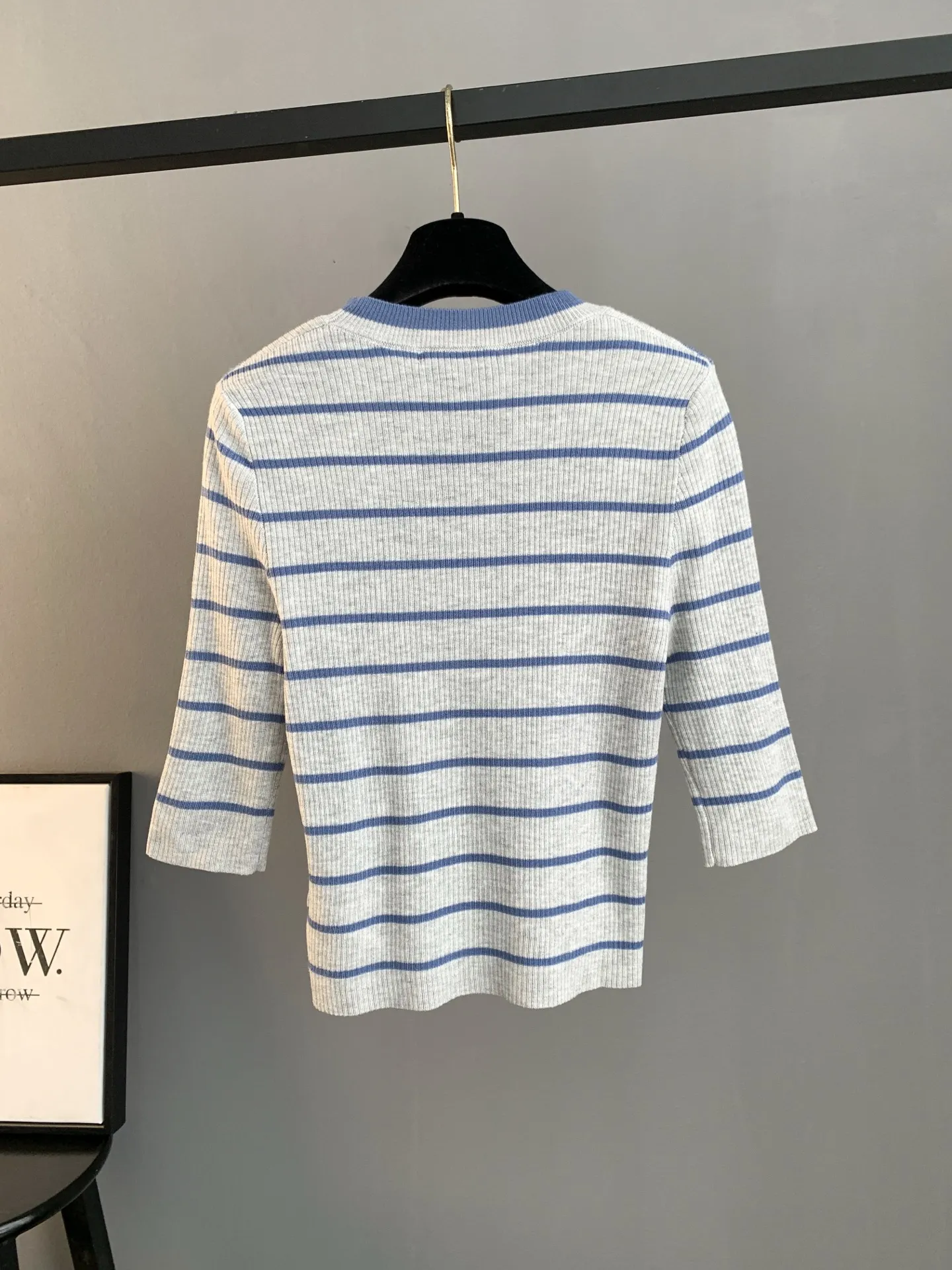 Logo Intarsia Striped Wool Knit Top D22024056 — view 2