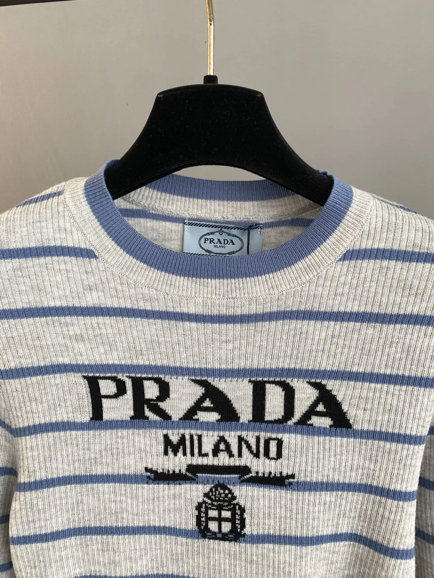 Logo Intarsia Striped Wool Knit Top D22024056 — view 6