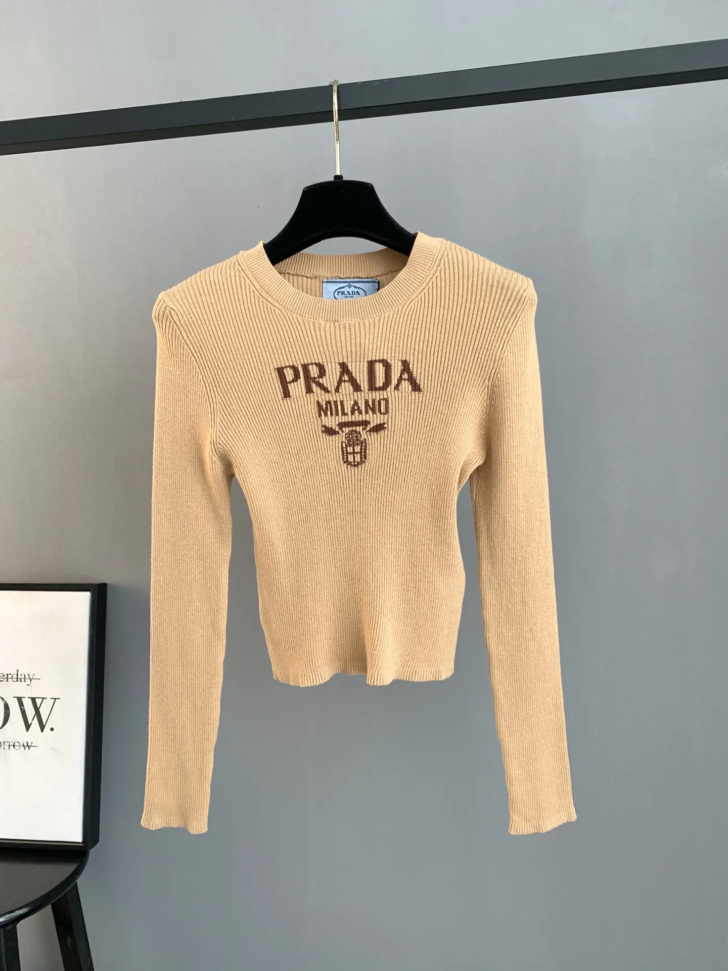 Logo Intarsia Ribbed Wool Sweater D22024060