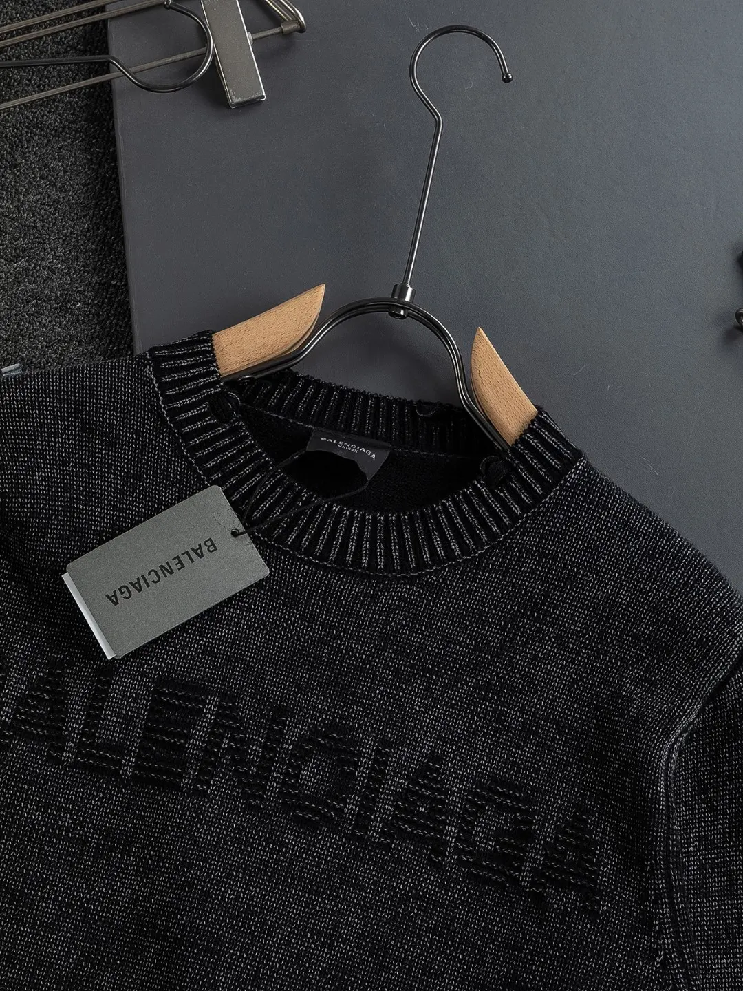 Logo-Embroidered Distressed Wool-Blend Sweater D22524039 — view 4