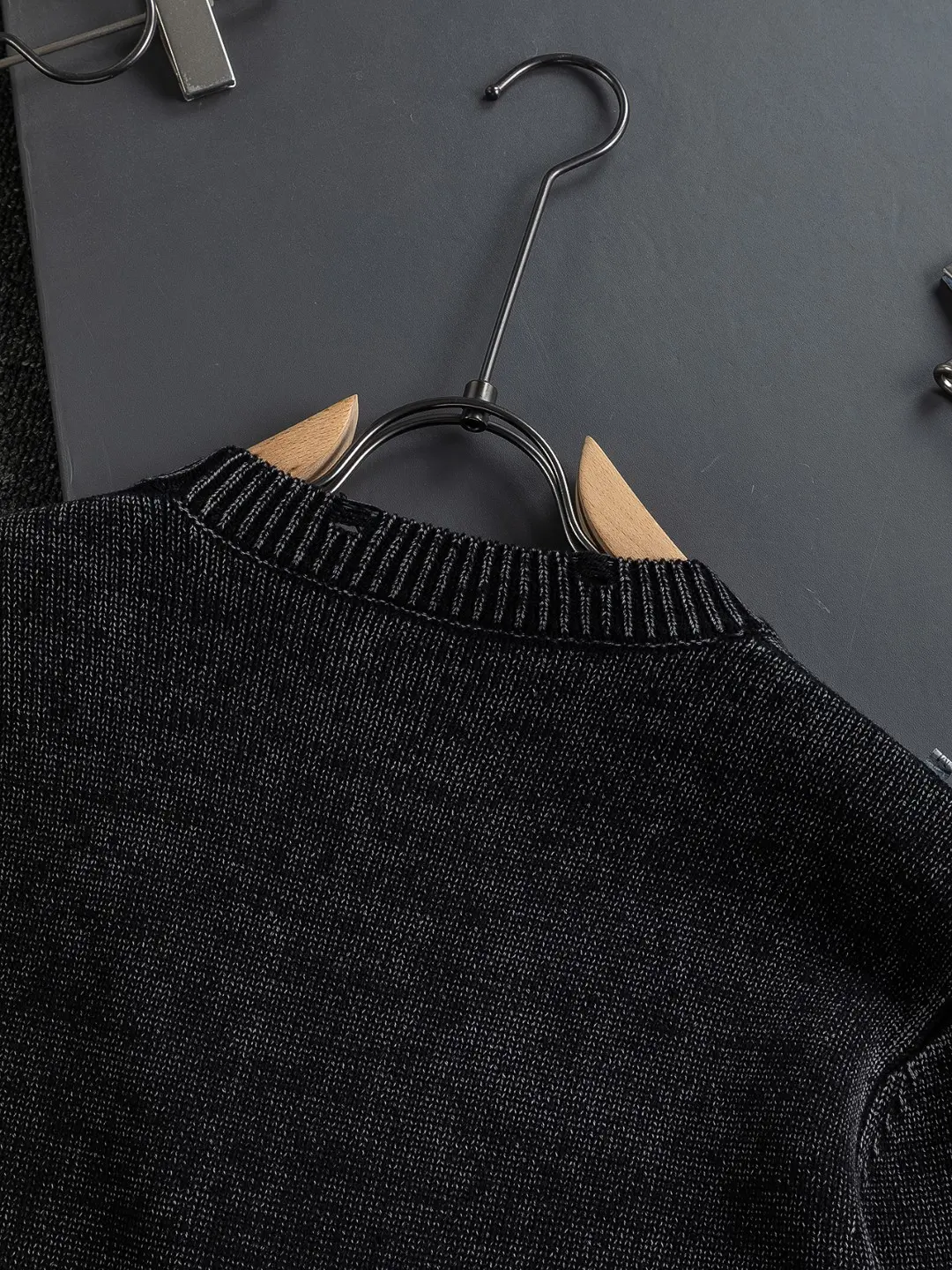 Logo-Embroidered Distressed Wool-Blend Sweater D22524039 — view 5