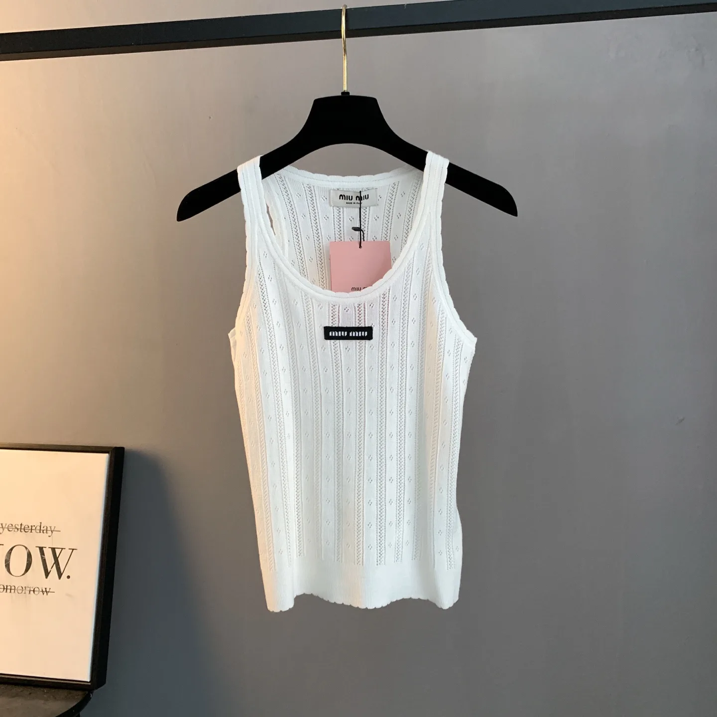 Logo-Patch Pointelle-Knit Cashmere-Blend Tank Top D22524196