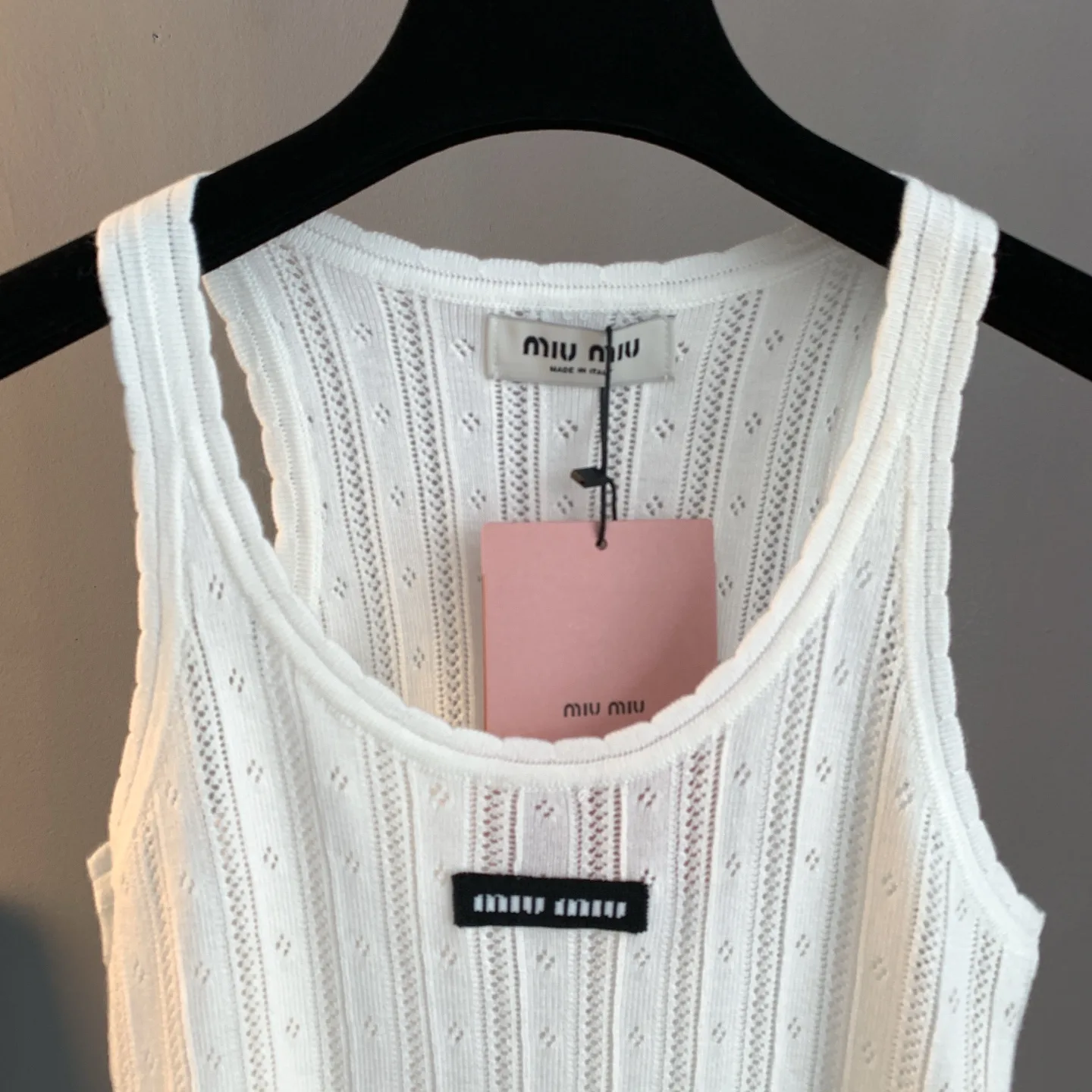 Logo-Patch Pointelle-Knit Cashmere-Blend Tank Top D22524196 — view 3